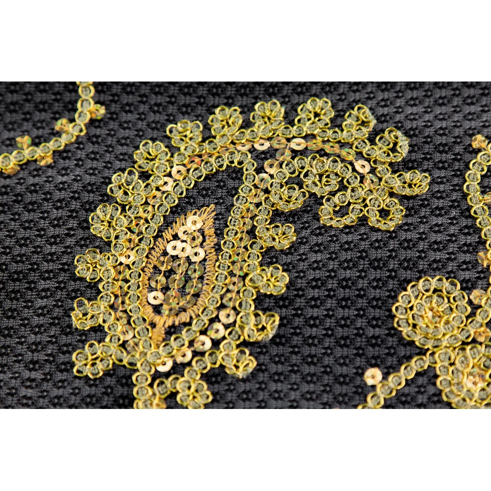 10 yards Paisley Sequin Sheer Fabric Roll - Gold - Image 3