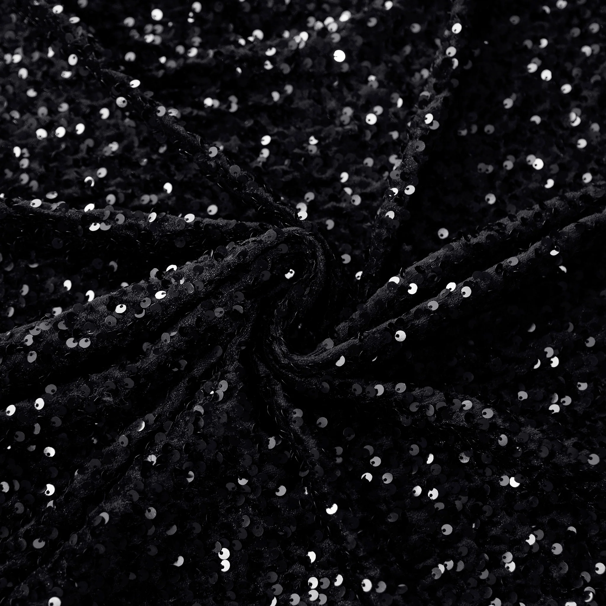 10 yards Sequin Velvet Fabric Roll - Black