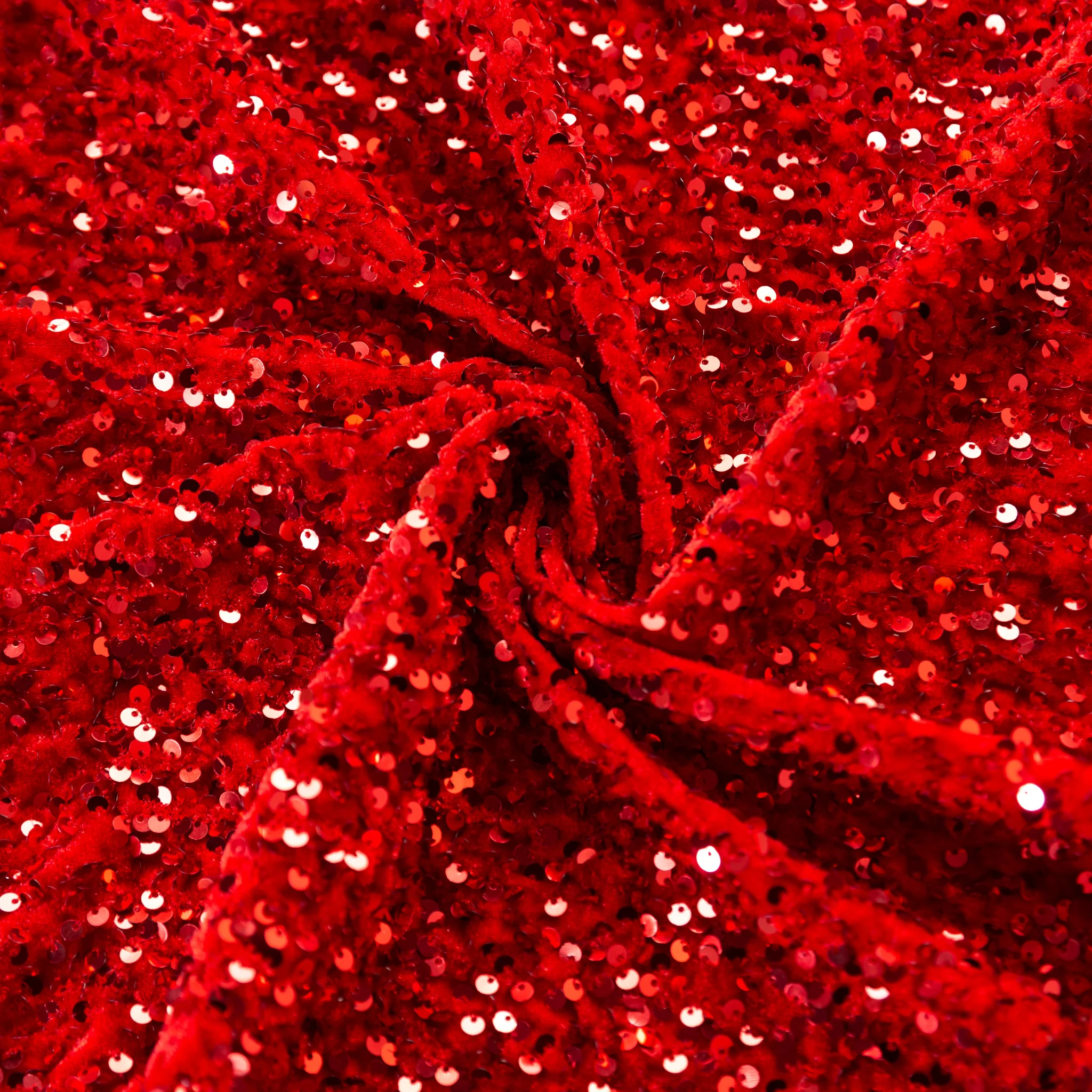 Sequin Velvet 90"x132" Rectangular Tablecloth - Red - Image 3