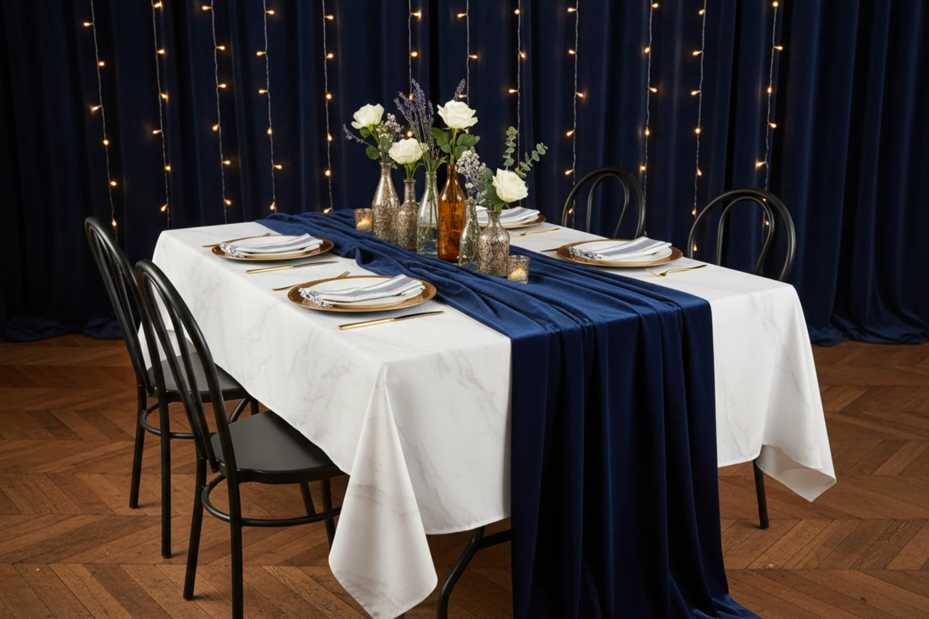 10 yards Velvet Fabric Roll - Navy Blue - Image 4