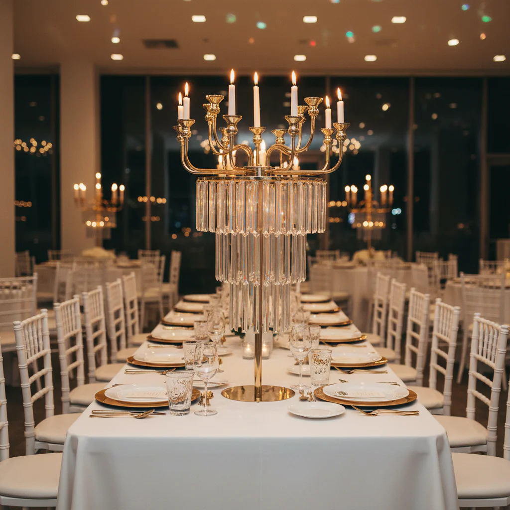 12 Arms Chandelier Candelabra Centerpiece - Gold - Image 3