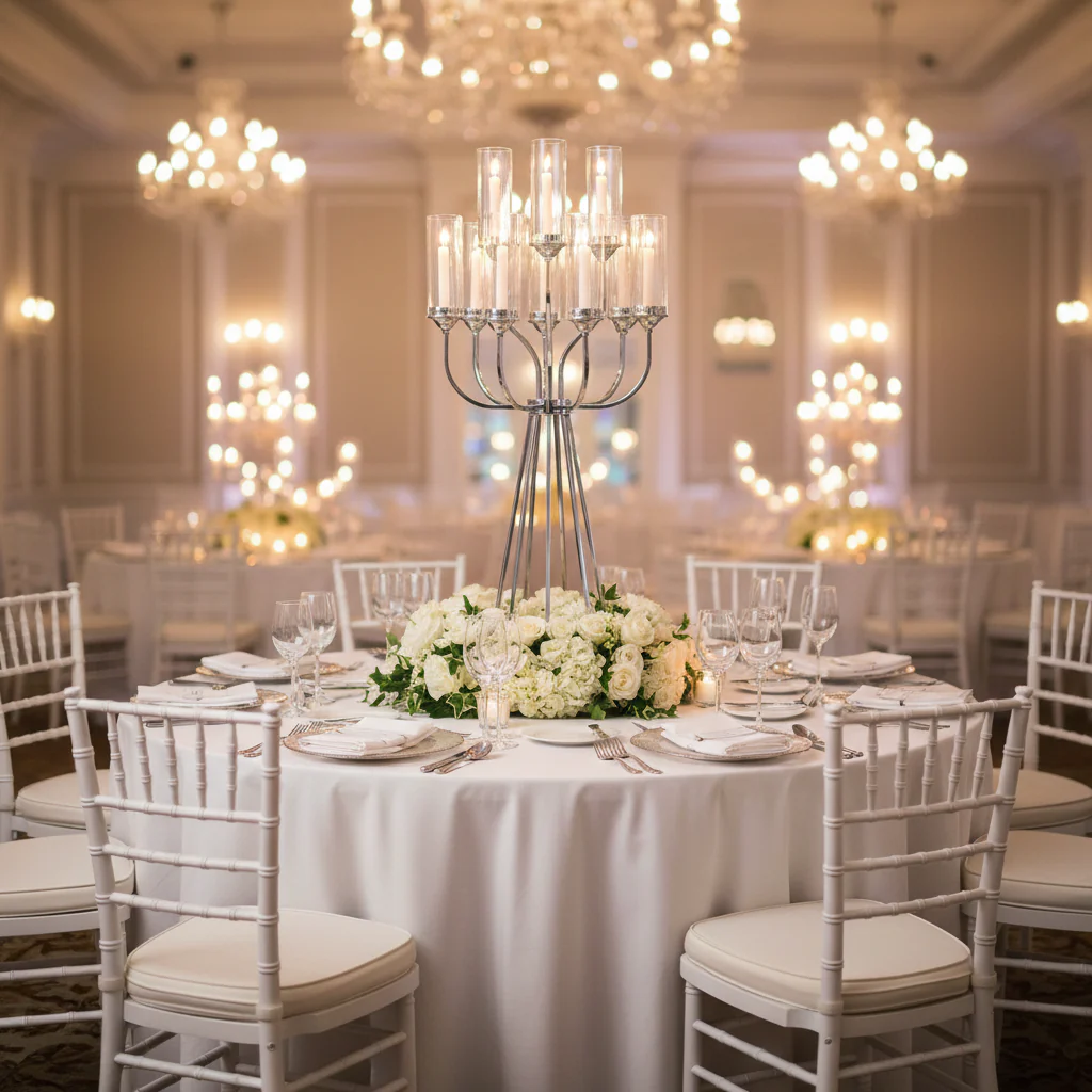12 Arms Candle Holder Wedding Candelabra Table Centerpiece 48"H - Silver - Image 3