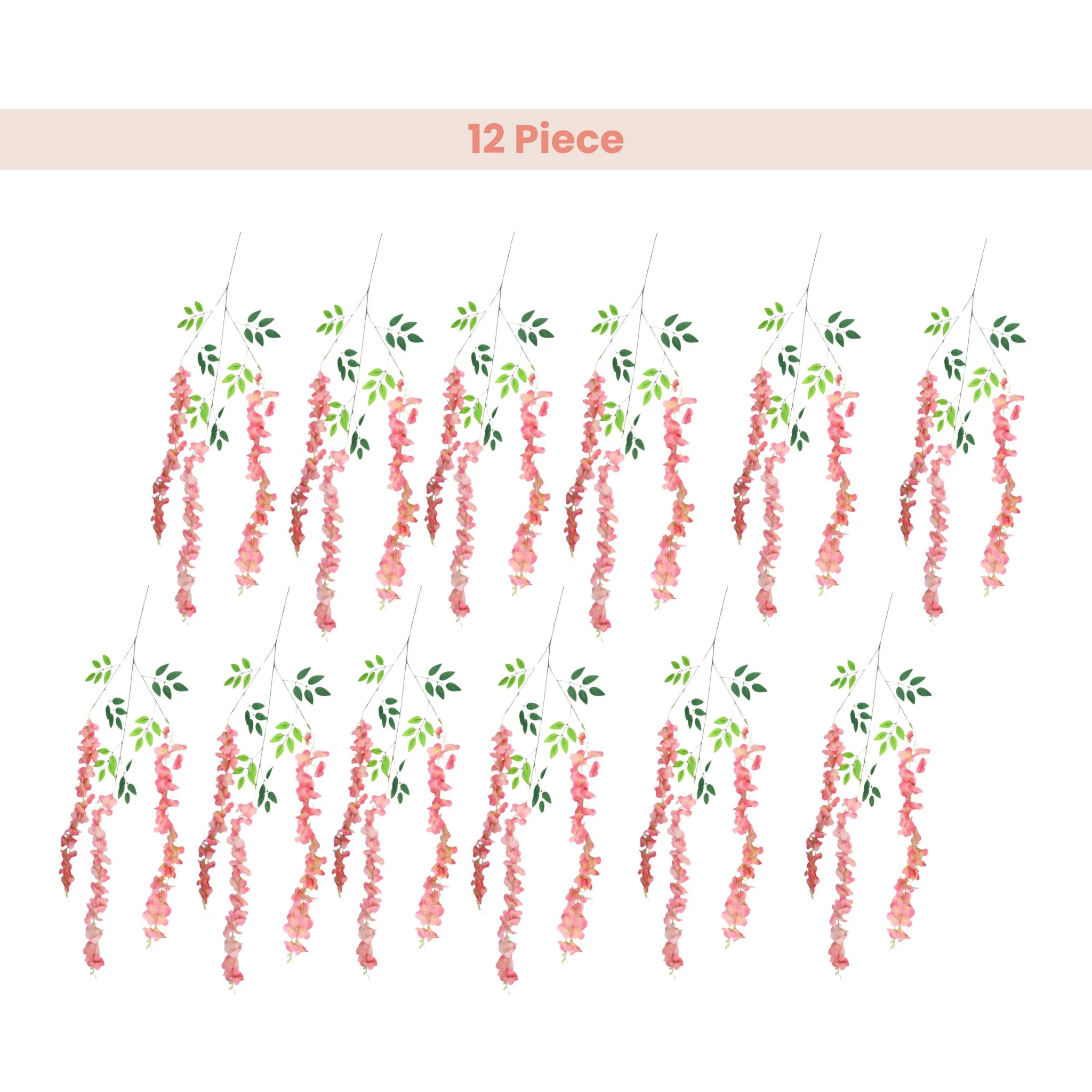 12 Pack Hanging Wisteria Vines Silk Flower Stem - Fuchsia - Image 2