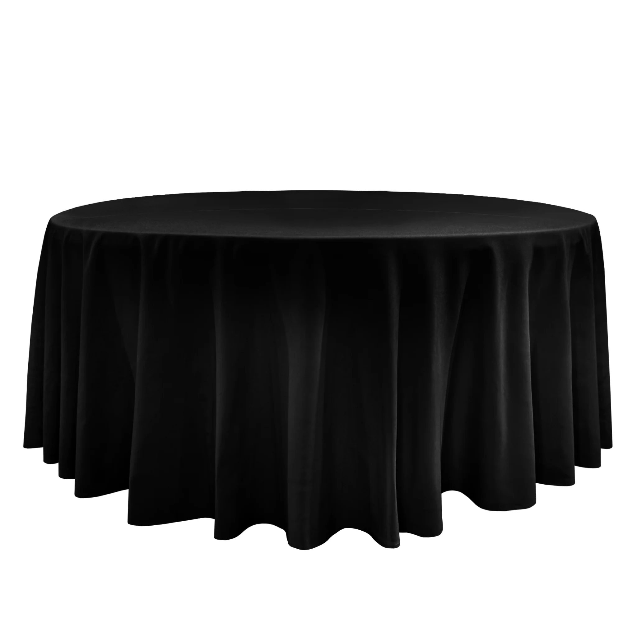Premium 120" Round Black Spun Polyester Tablecloth