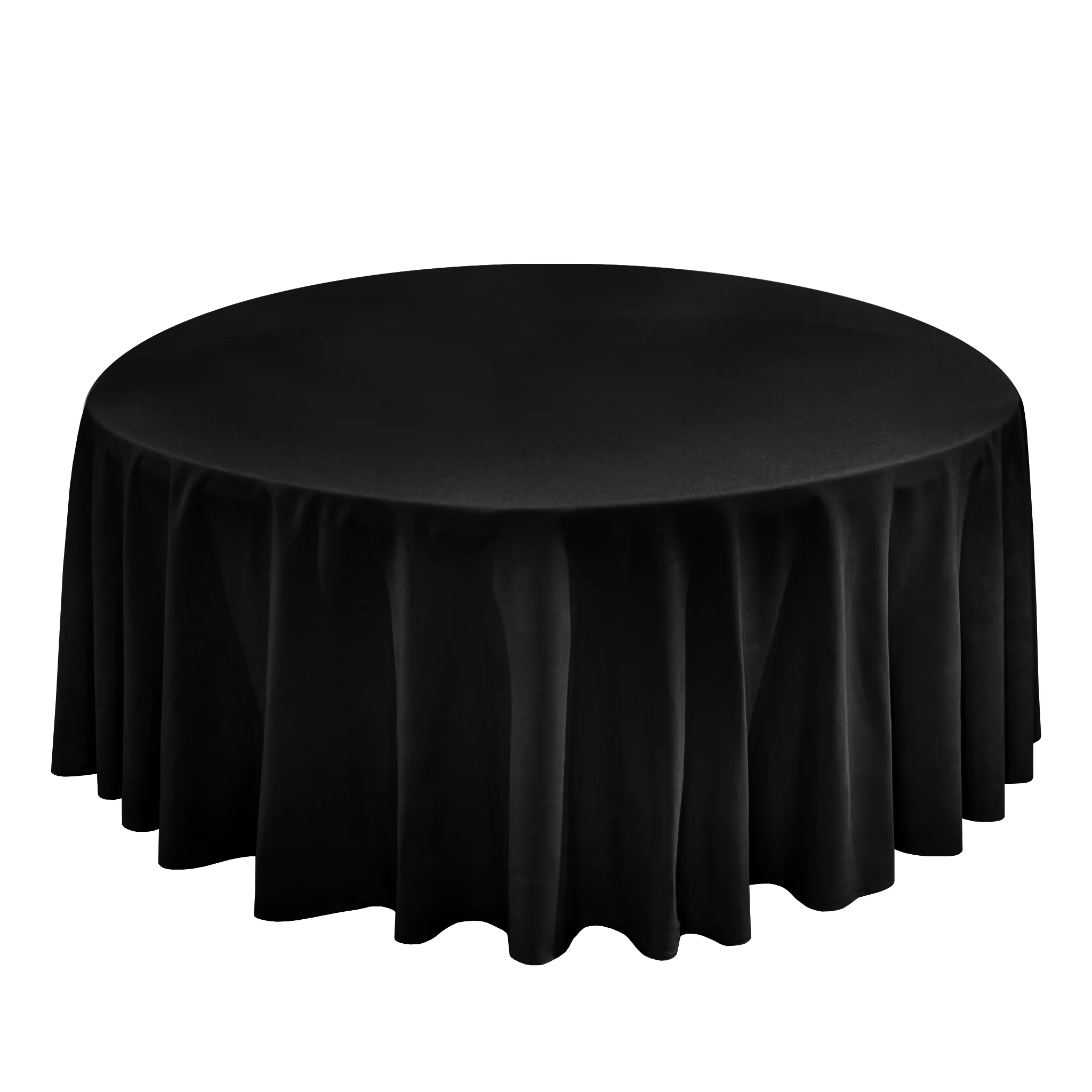Premium 120" Round Black Spun Polyester Tablecloth - Image 3