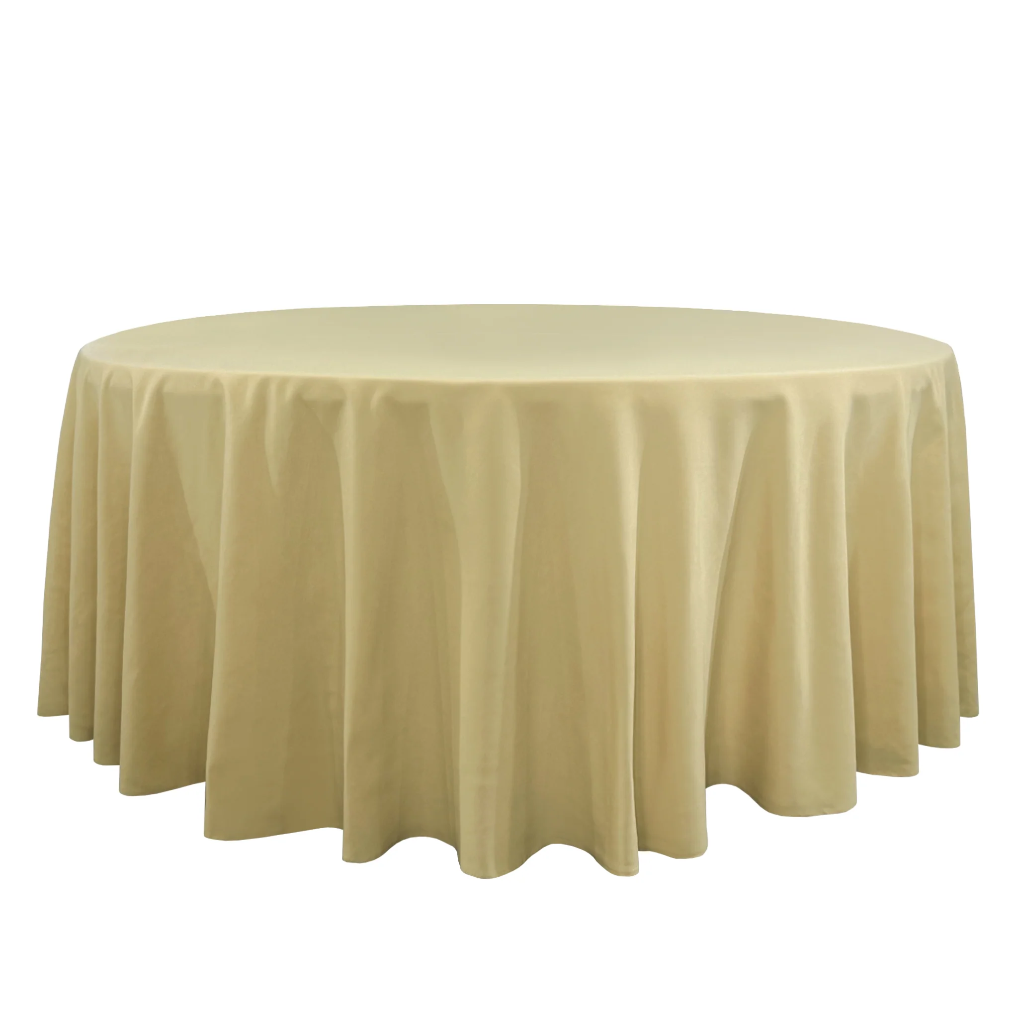 Premium 120" Round Champagne Spun Polyester Tablecloth