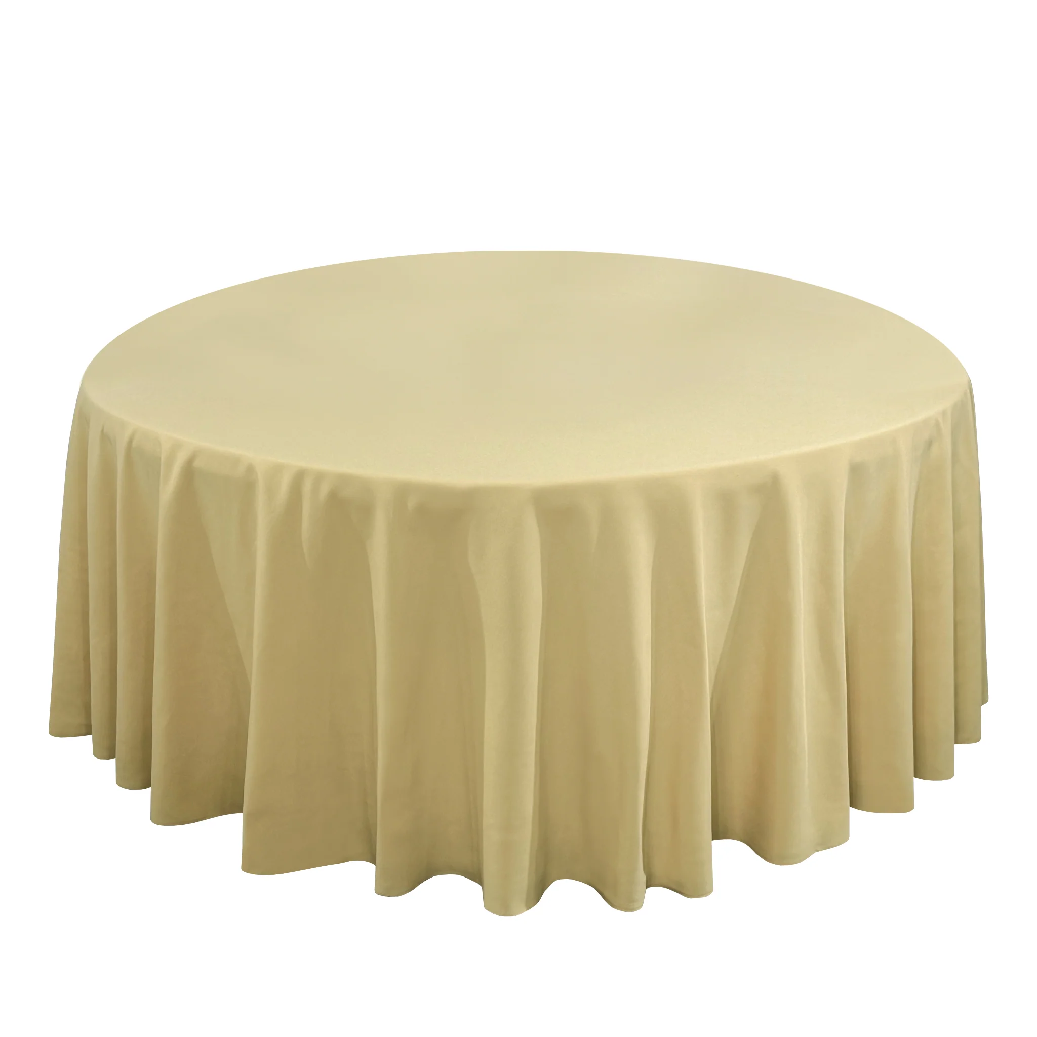 Premium 120" Round Champagne Spun Polyester Tablecloth - Image 2