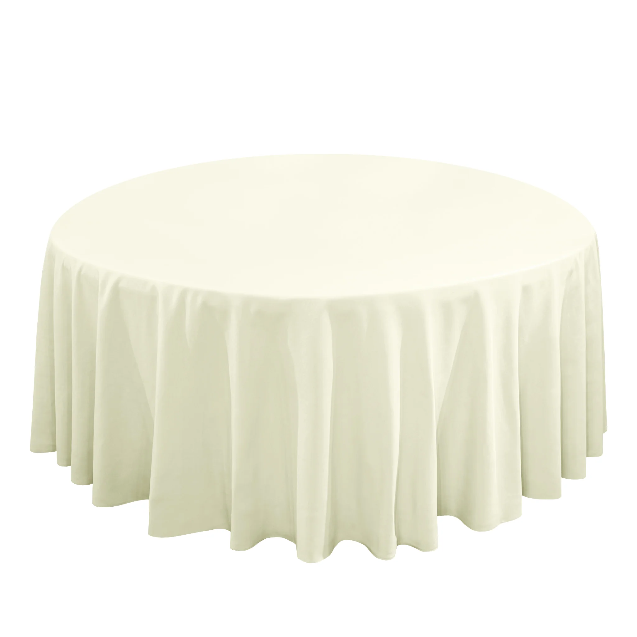 Premium 120" Round Ivory Spun Polyester Tablecloth - Image 4