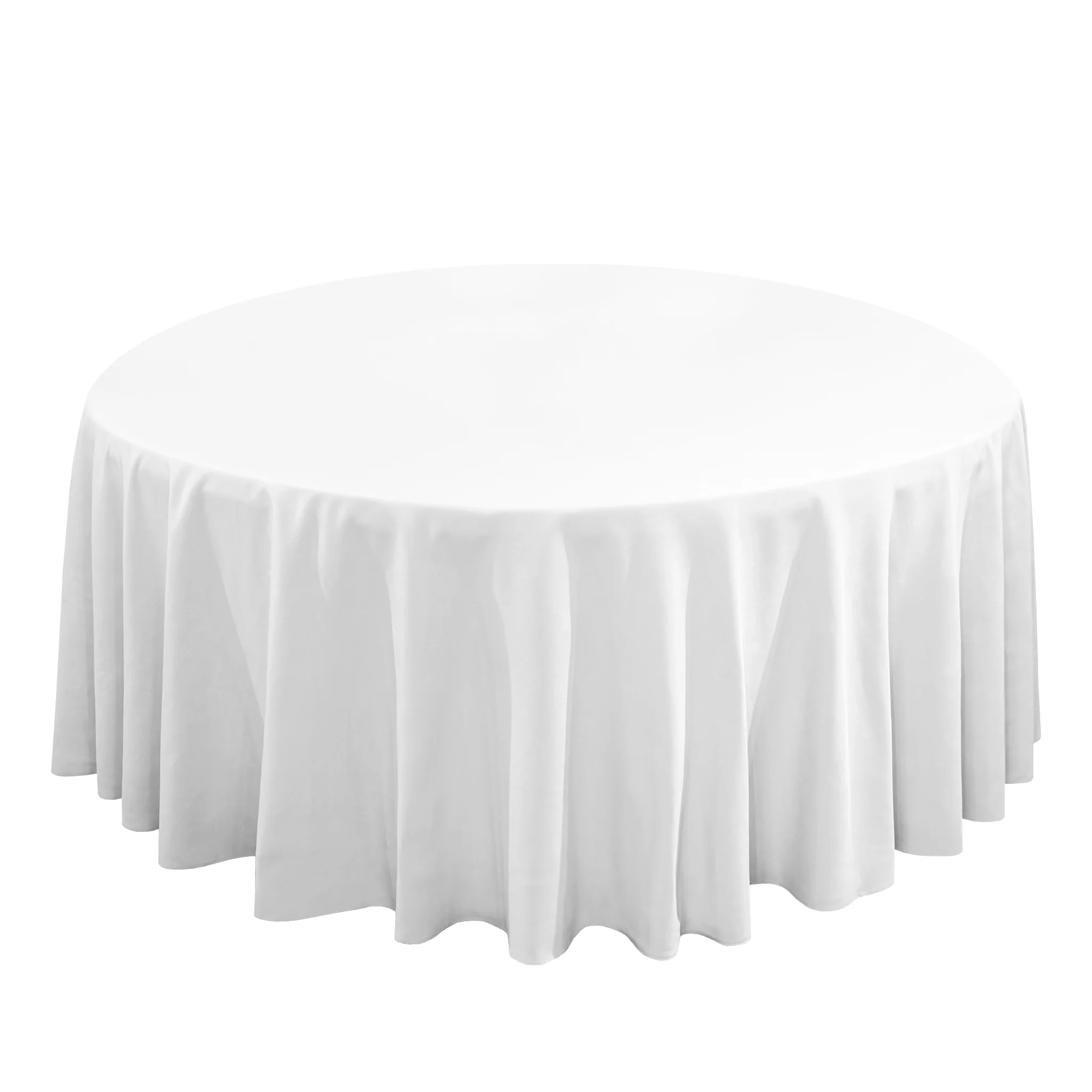 Premium 120" Round White Spun Polyester Tablecloth - Image 4