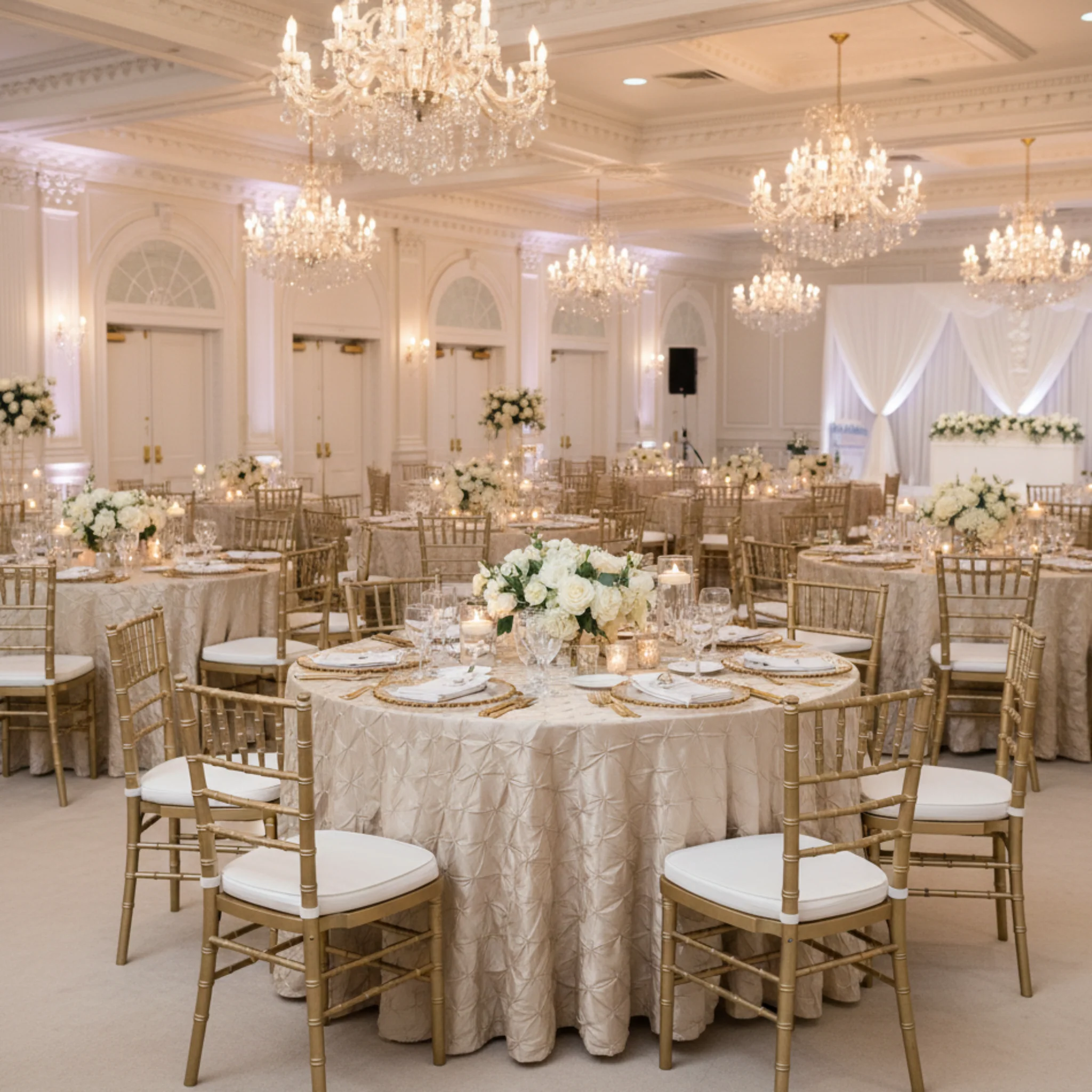 120" Pinchwheel Round Tablecloth - Champagne - Image 3