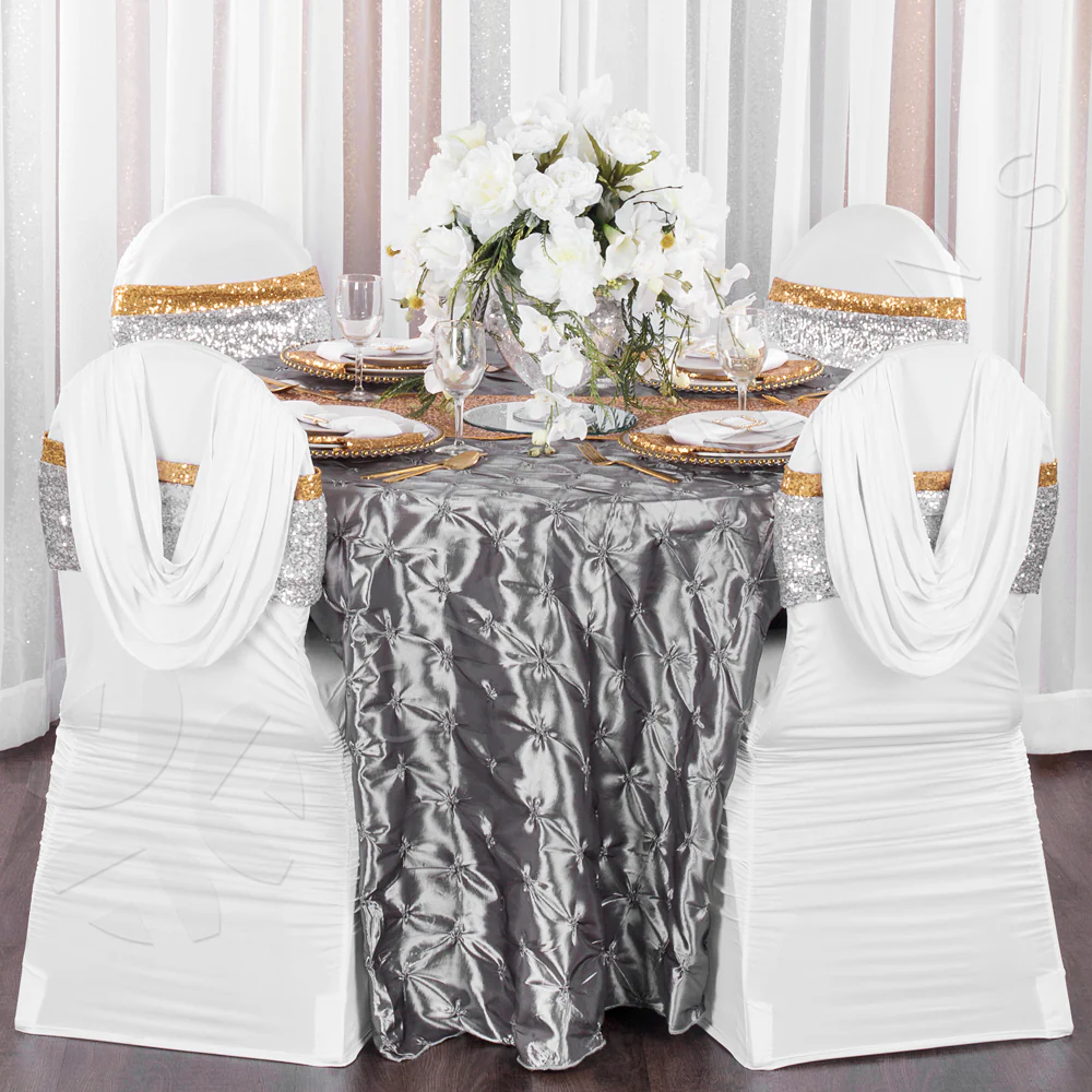 120" Pinchwheel Round Tablecloth - Silver - Image 3