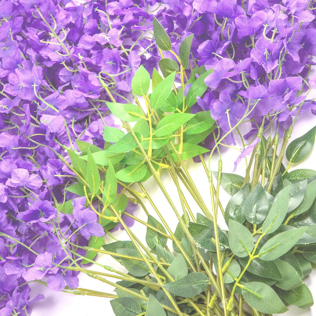 12 Pack Hanging Wisteria Vines Silk Flower Stem - Lavender - Image 2