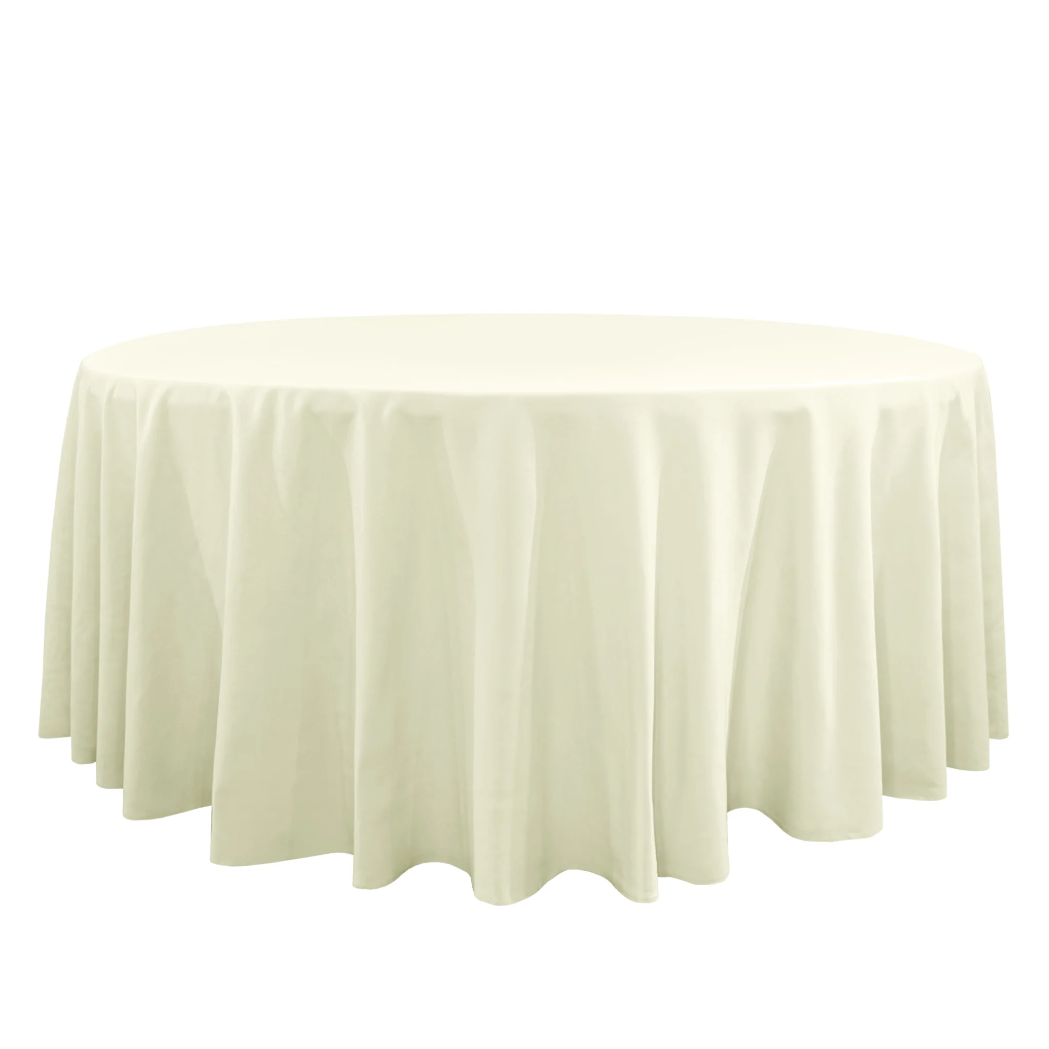 Premium 132" Round Ivory Spun Polyester Tablecloth