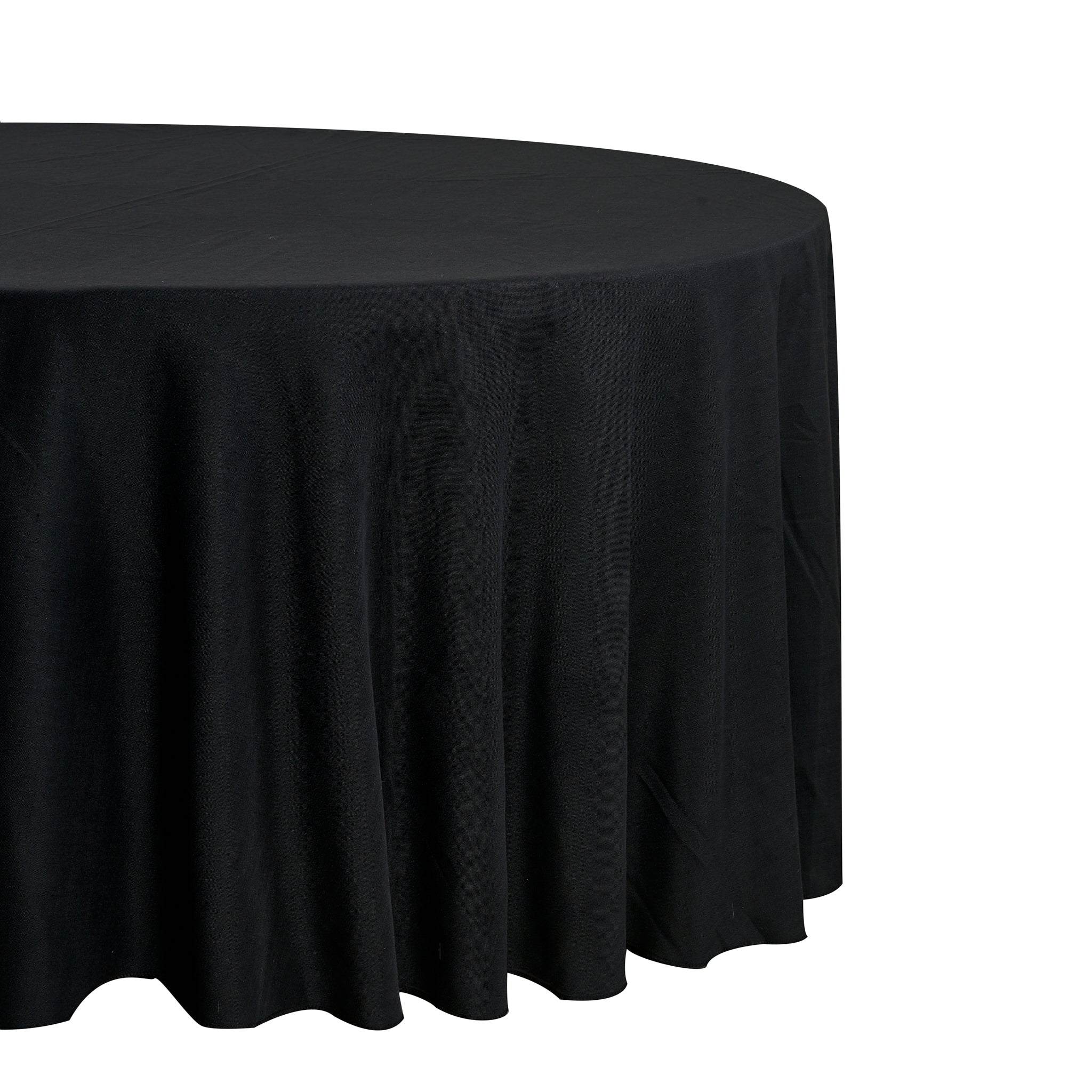 132" Round Premium Linen-Look Panama Weave Tablecloth - Black - Image 2