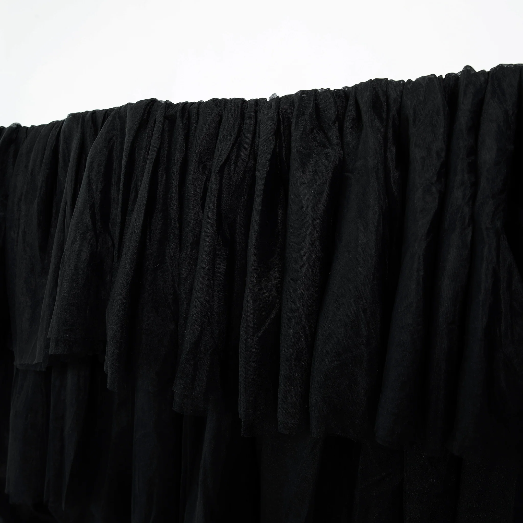 14ft Ruffle Layered Black Tulle Tableskirt - Image 3