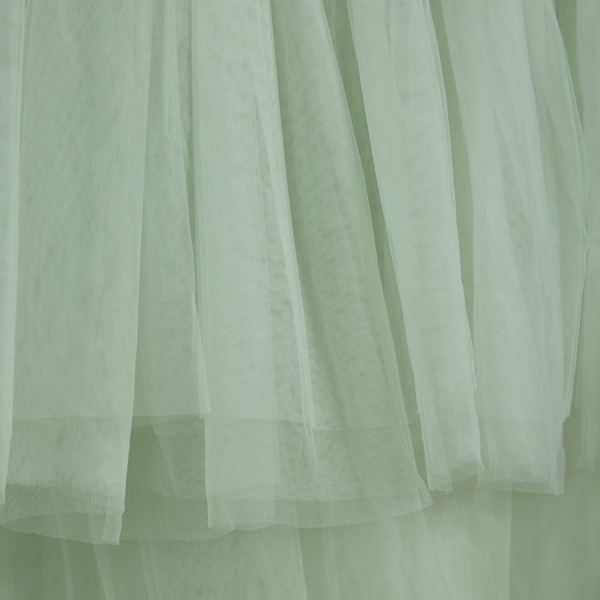 14ft Ruffle Layered Sage Green Tulle Tableskirt - Image 3