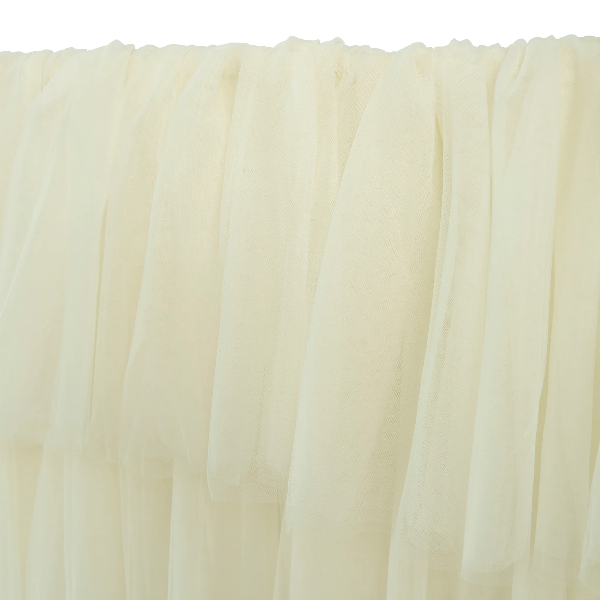 17ft Ruffle Layered Ivory Tulle Tableskirt - Image 3