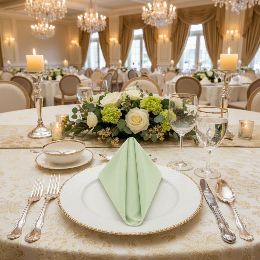 17"x17" Premium Polyester Napkin - Sage Green - Image 3