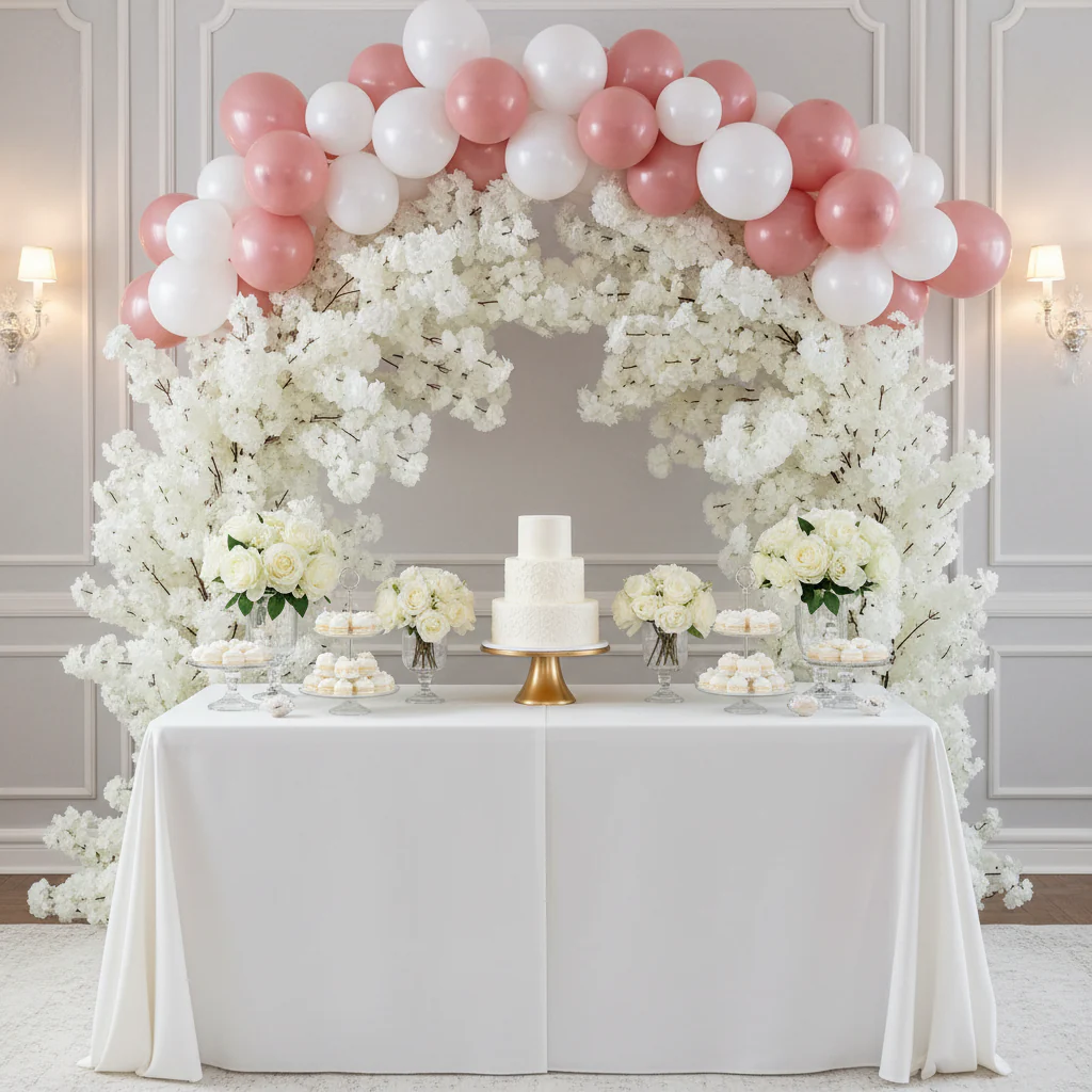 2 pcs 9.5ft Cherry Blossom Wedding Arch Backdrop - White - Image 6