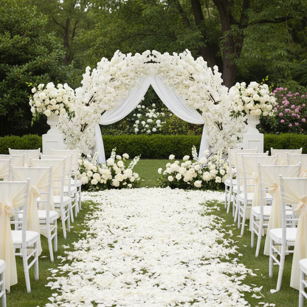 2 pcs 9.5ft Cherry Blossom Wedding Arch Backdrop - White - Image 7