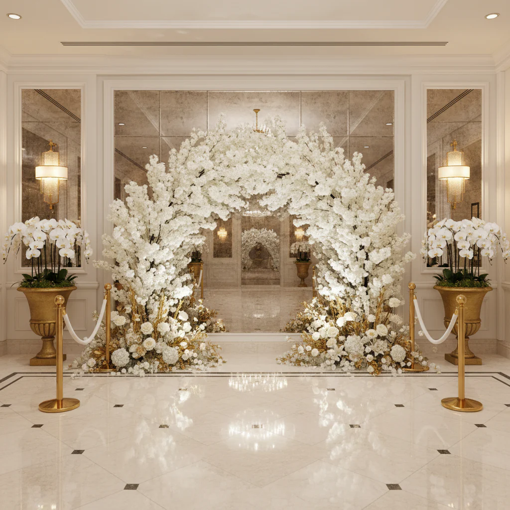 2 pcs 9.5ft Cherry Blossom Wedding Arch Backdrop - White - Image 8