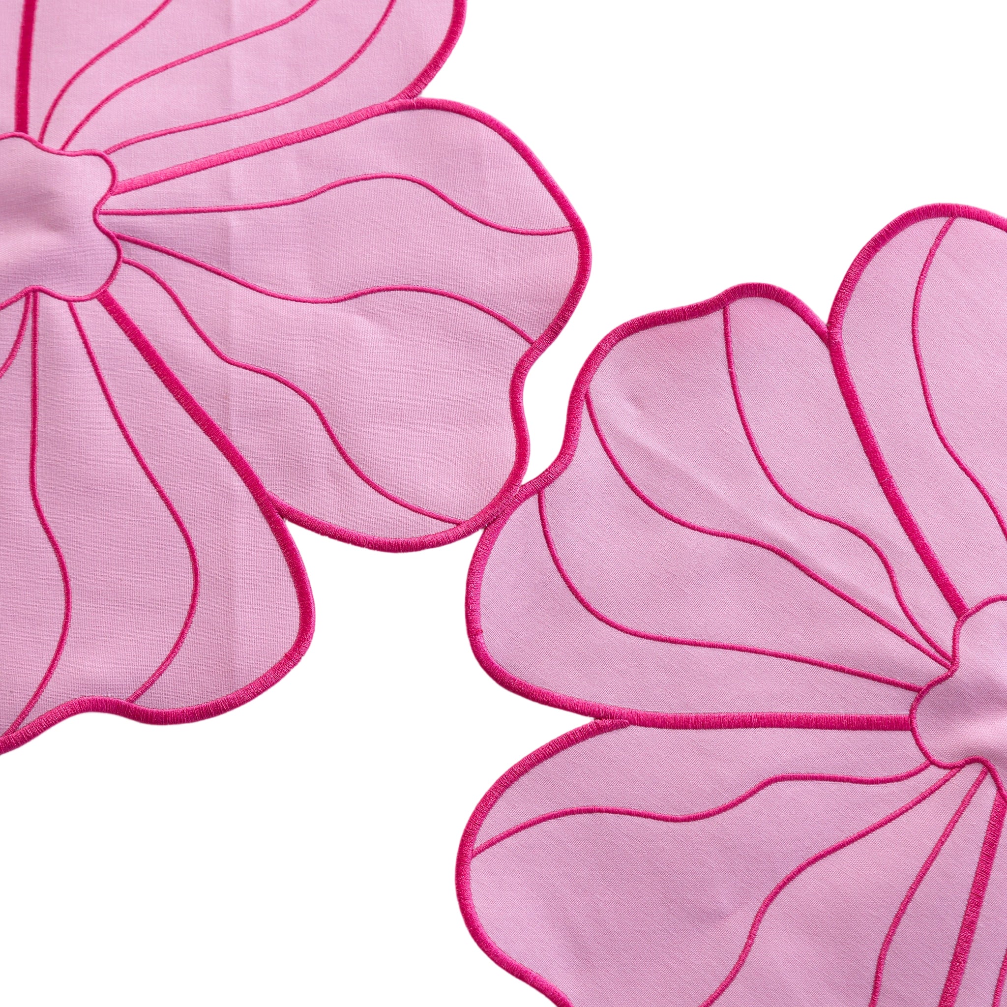2pc/set Flower Linen Embroidery Placemat - Pink/Fuchsia Trim - Image 3