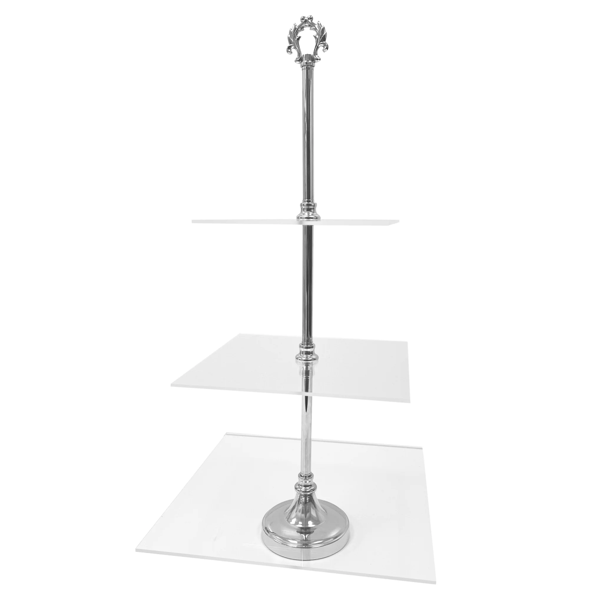 3 Tier Classic  Square Acrylic Cupcake Dessert Stand - Silver - Image 4