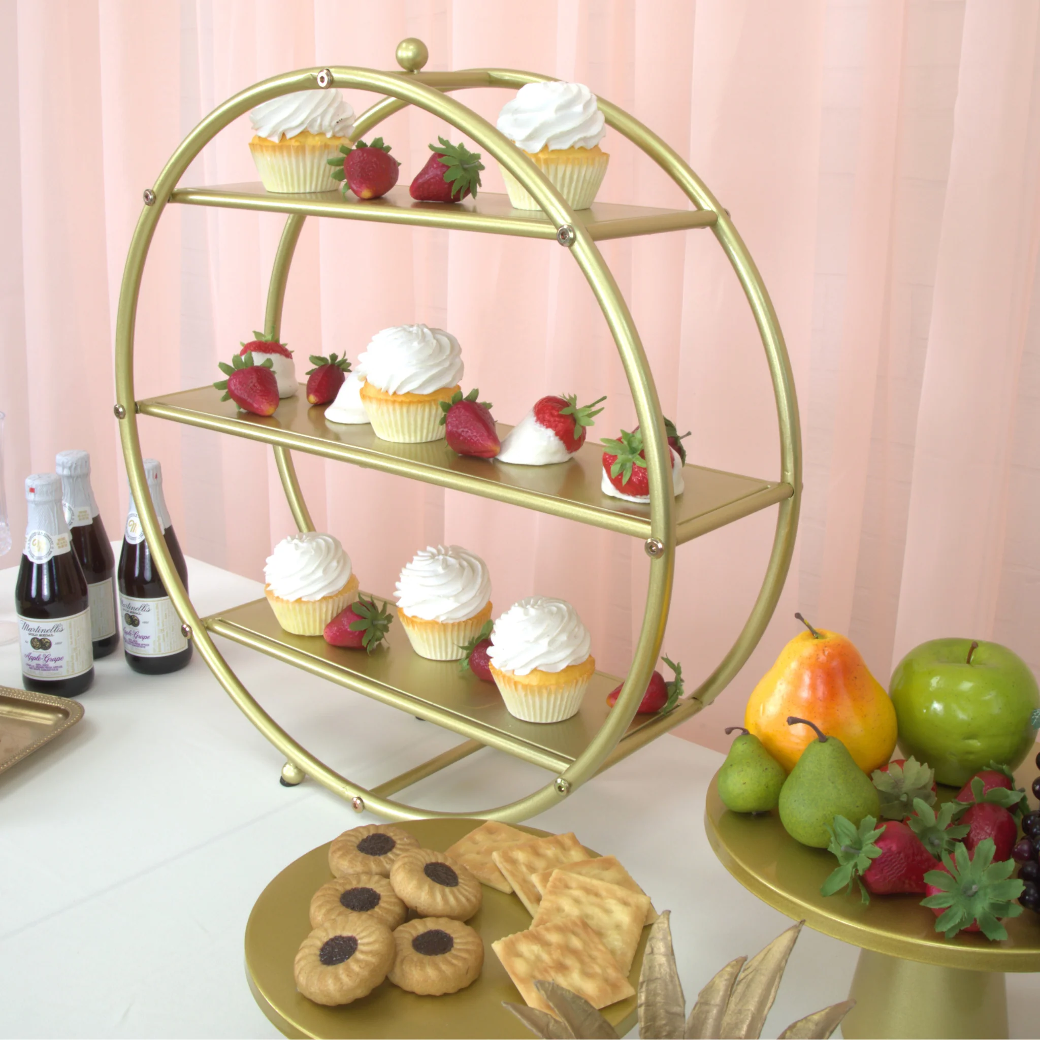 3 Tier Wheel Ring Dessert Stand - Gold - Image 4