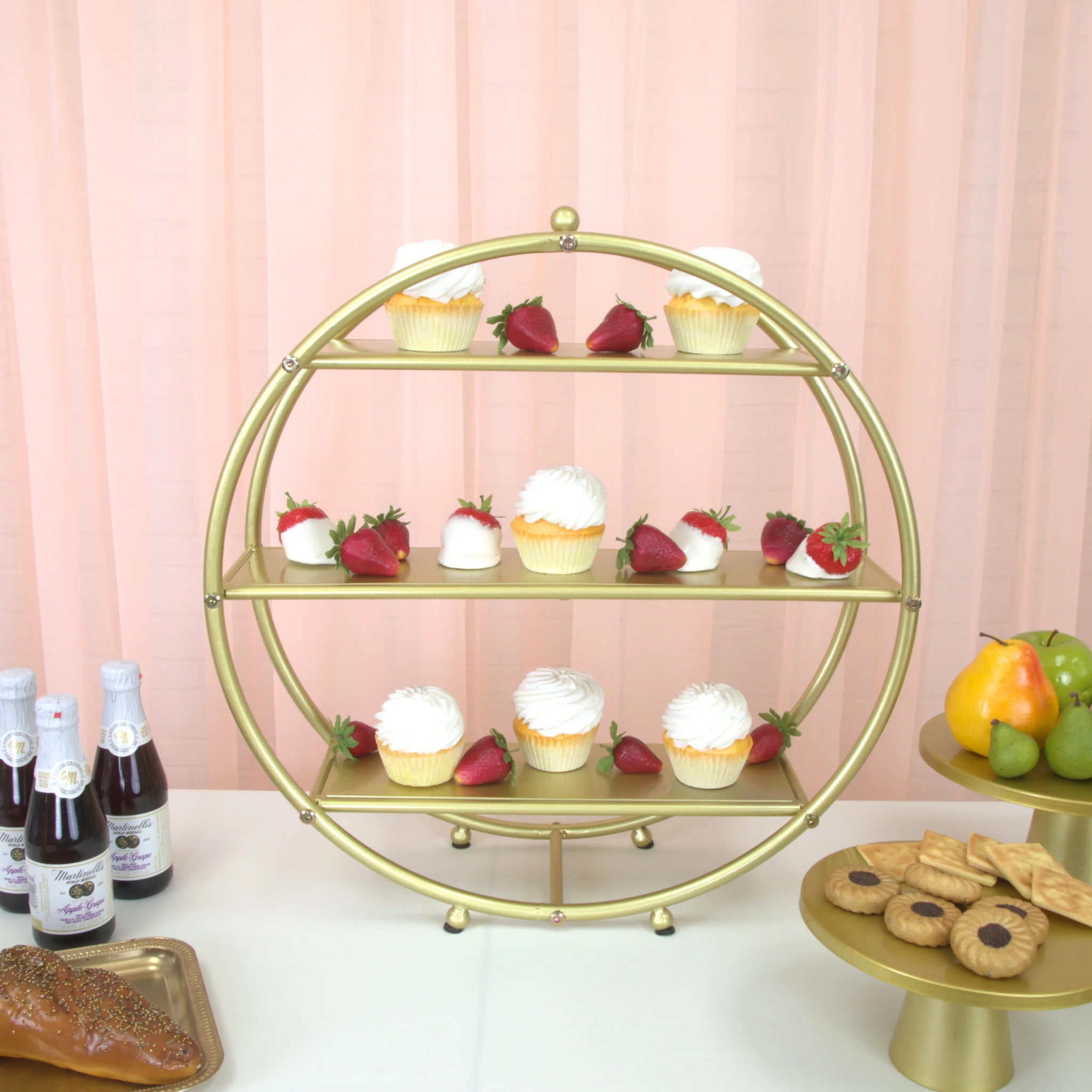 3 Tier Wheel Ring Dessert Stand - Gold - Image 6