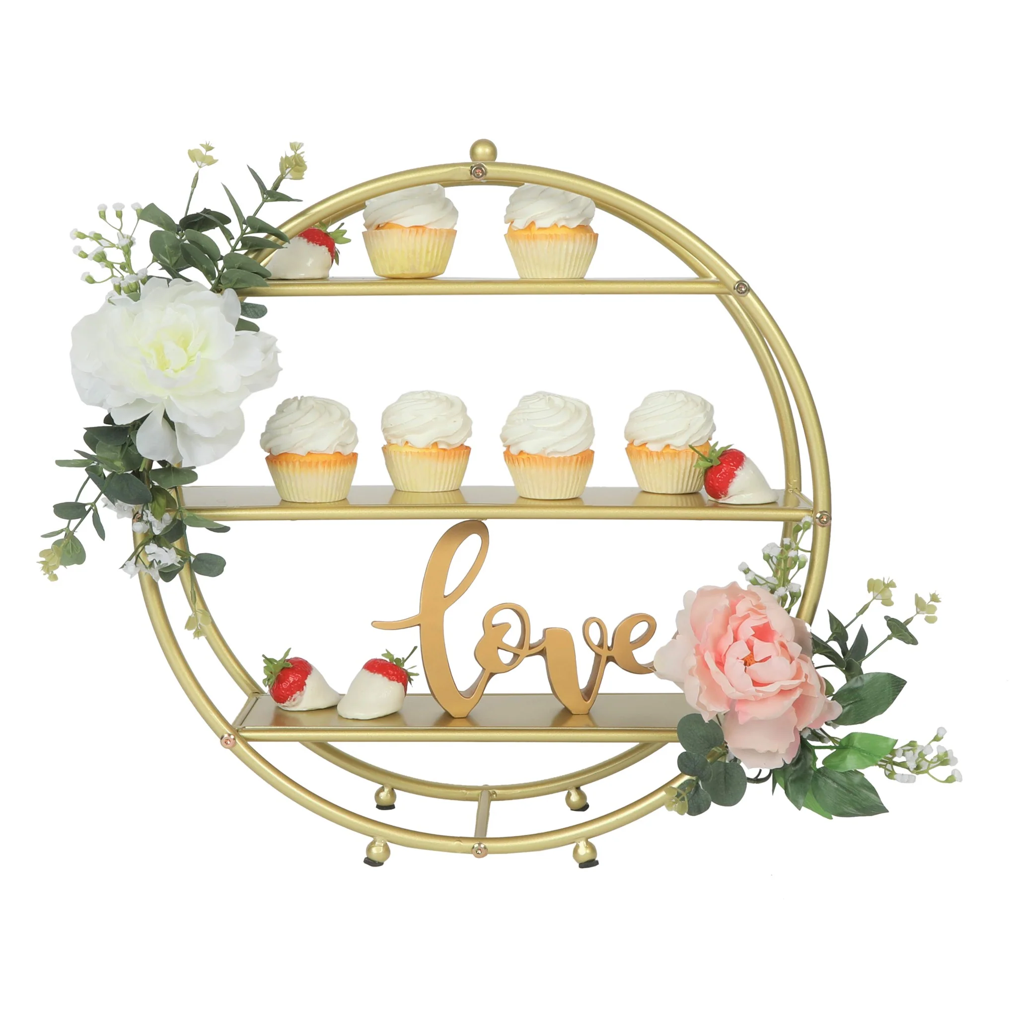 3 Tier Wheel Ring Dessert Stand - Gold - Image 8