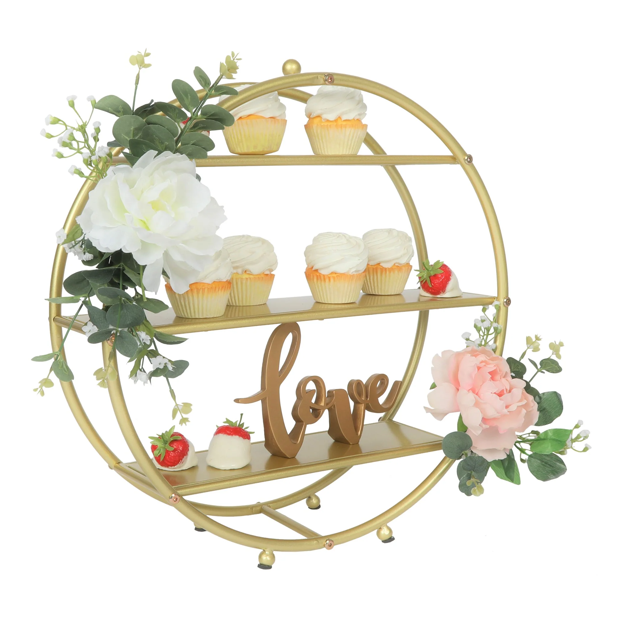 3 Tier Wheel Ring Dessert Stand - Gold - Image 9