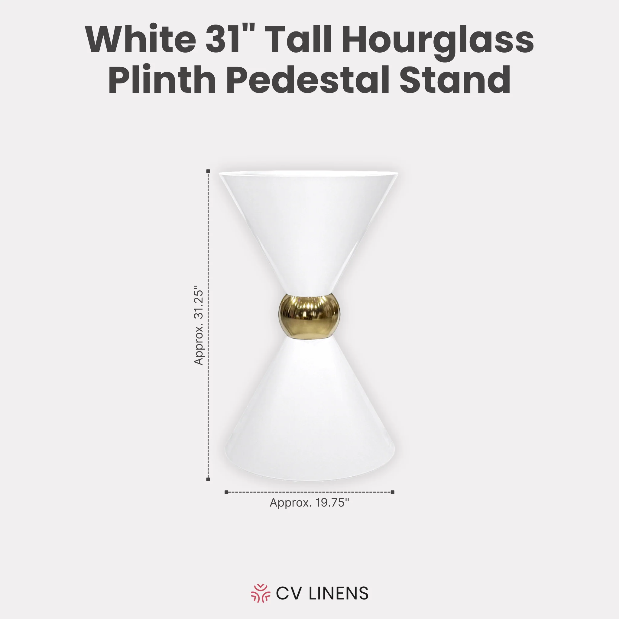 31" Tall Hourglass Plinth Pedestal Stand - White - Image 3