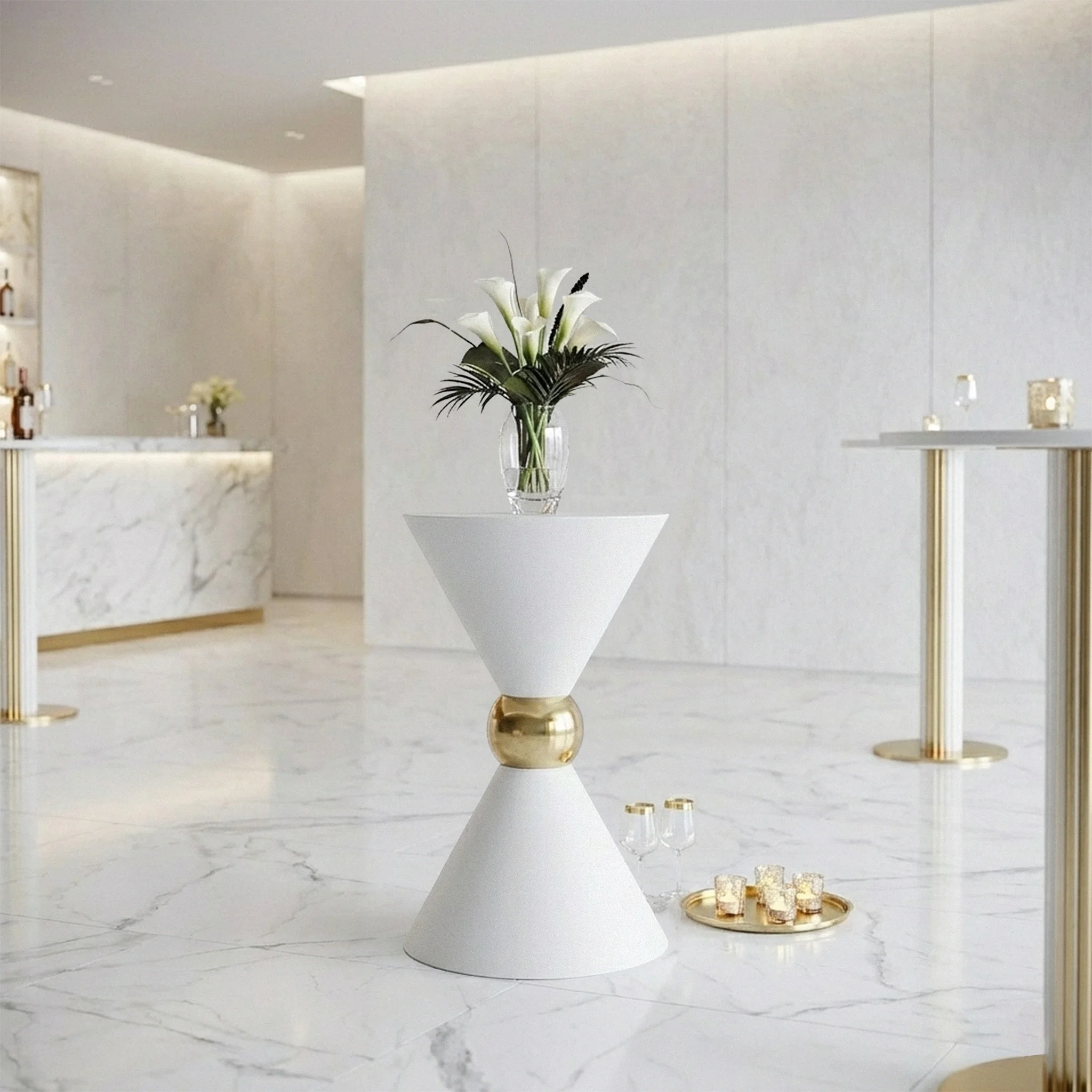 31" Tall Hourglass Plinth Pedestal Stand - White - Image 7