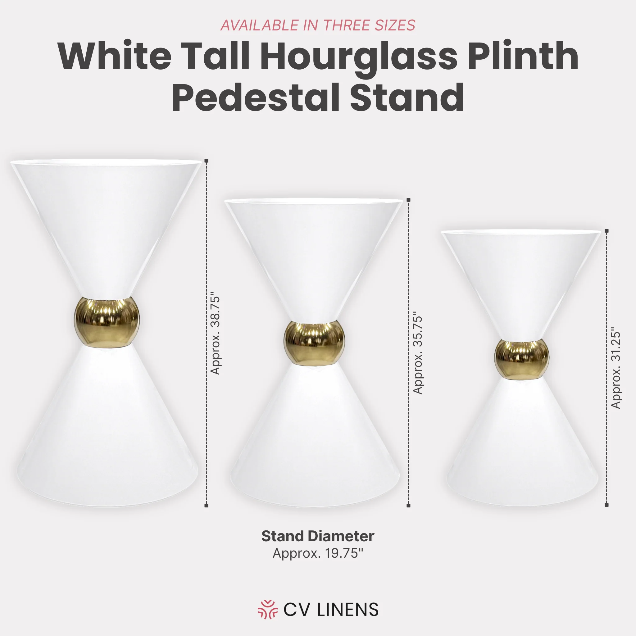 31" Tall Hourglass Plinth Pedestal Stand - White - Image 8