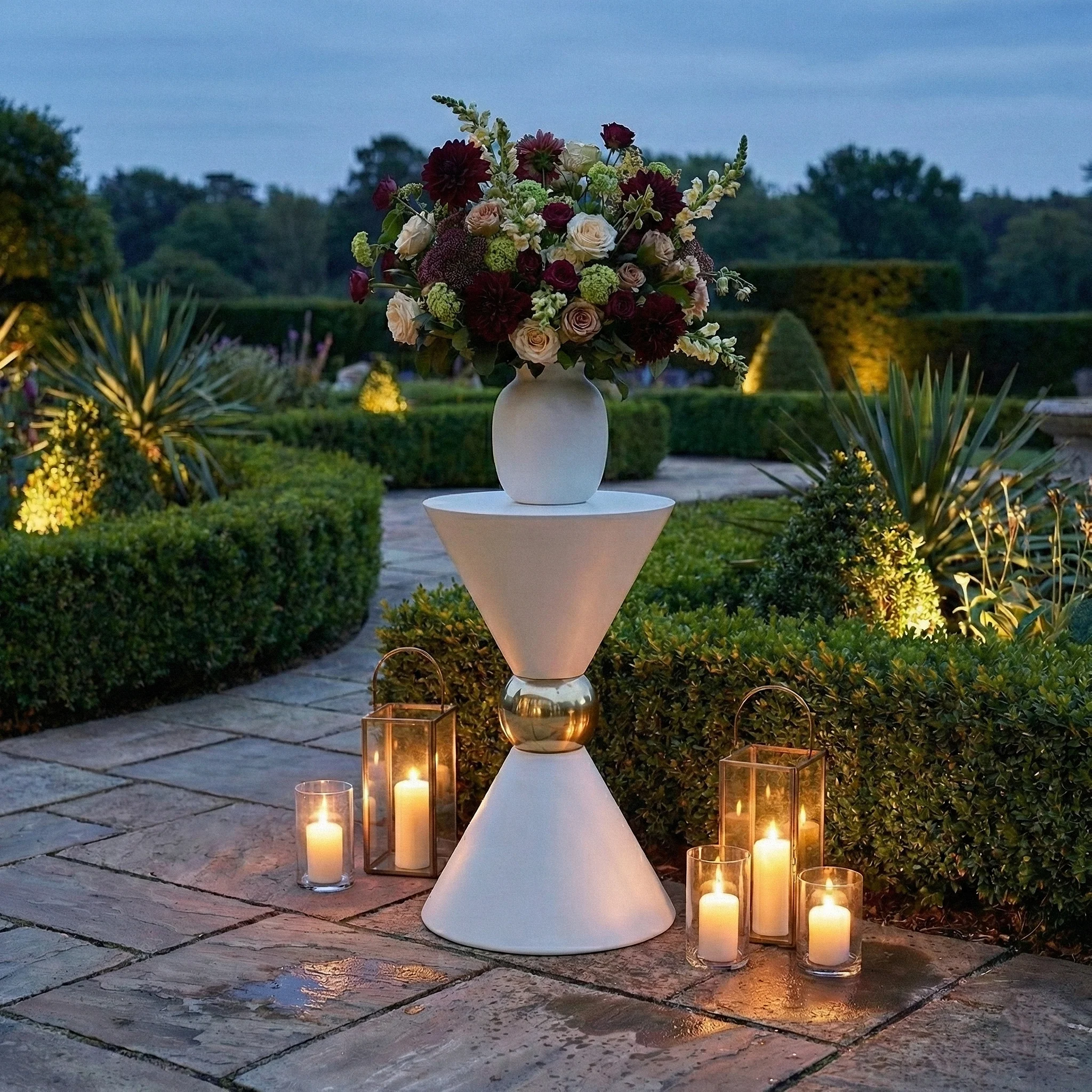 35" Tall Hourglass Plinth Pedestal Stand - White - Image 2