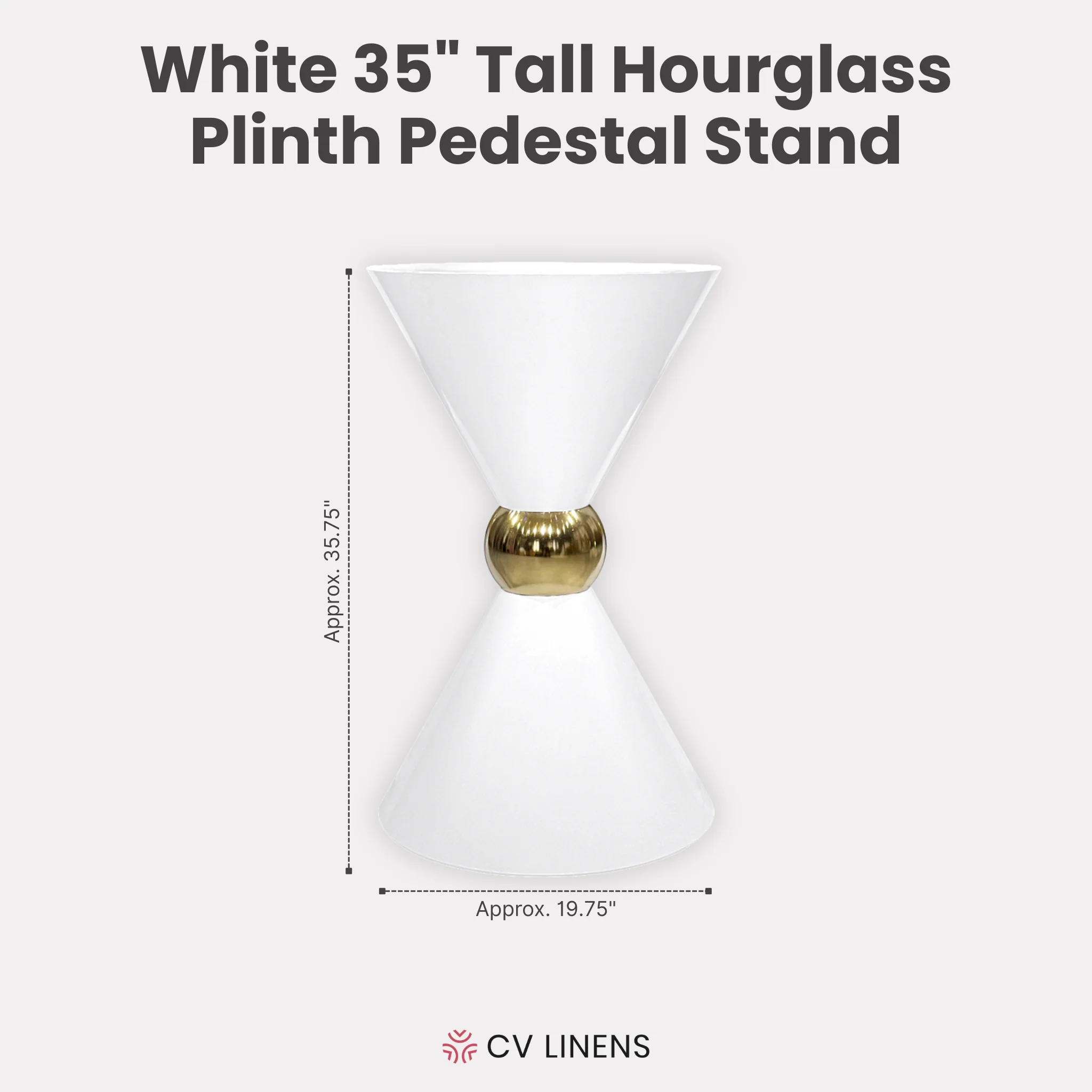 35" Tall Hourglass Plinth Pedestal Stand - White - Image 3