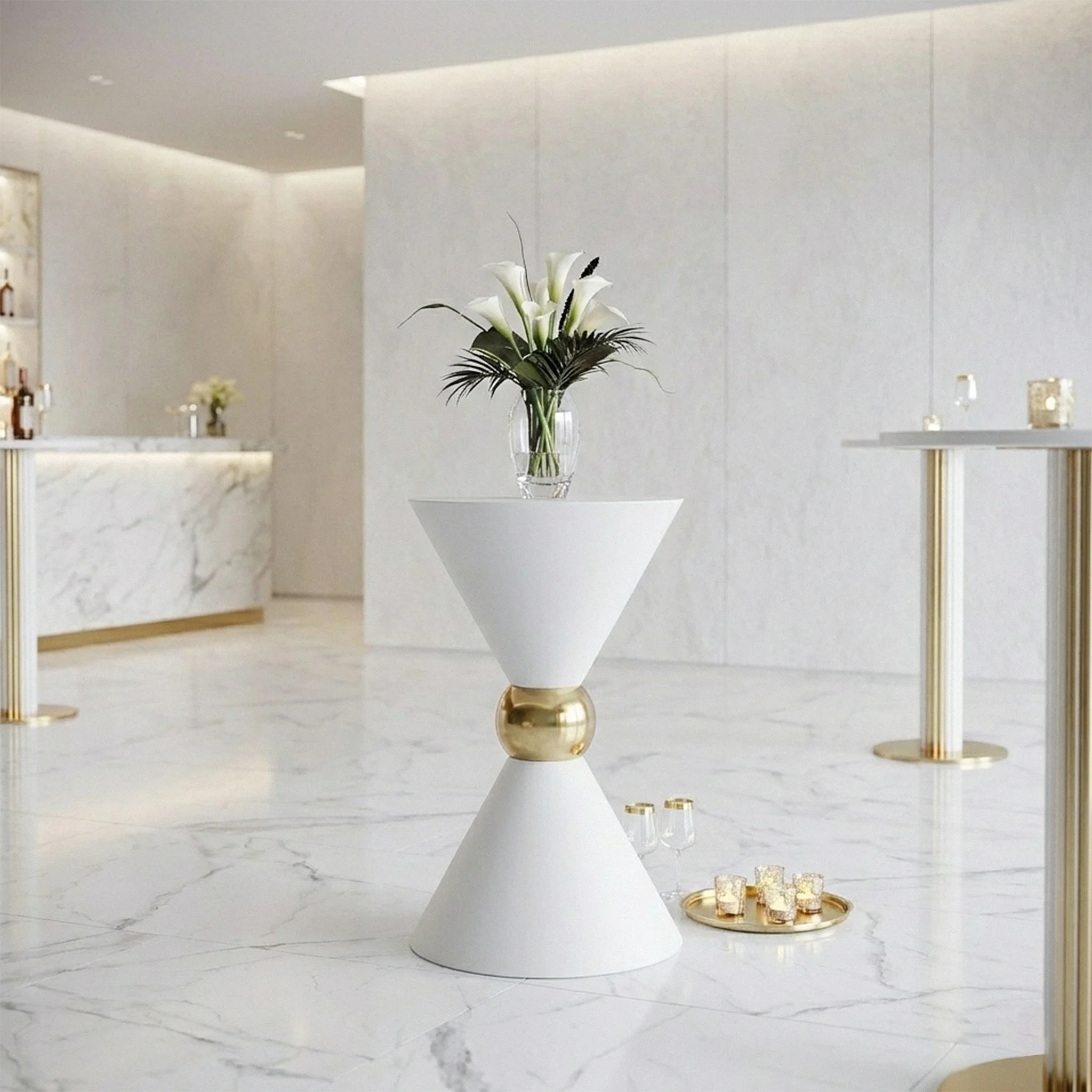 35" Tall Hourglass Plinth Pedestal Stand - White - Image 6