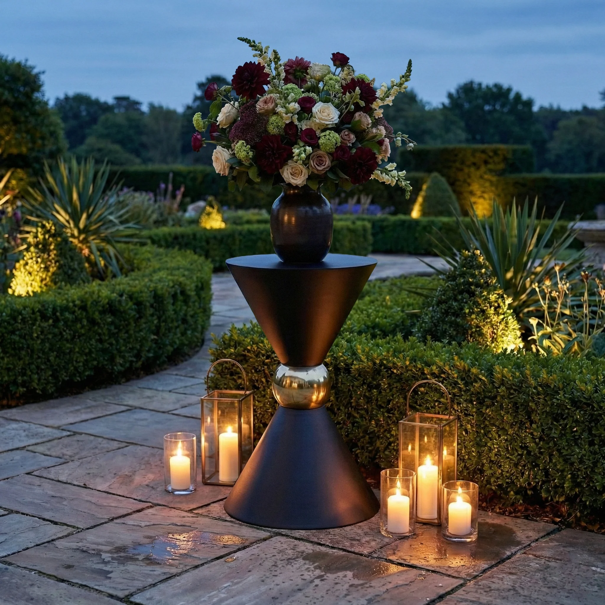 38" Tall Hourglass Plinth Pedestal Stand - Black - Image 2