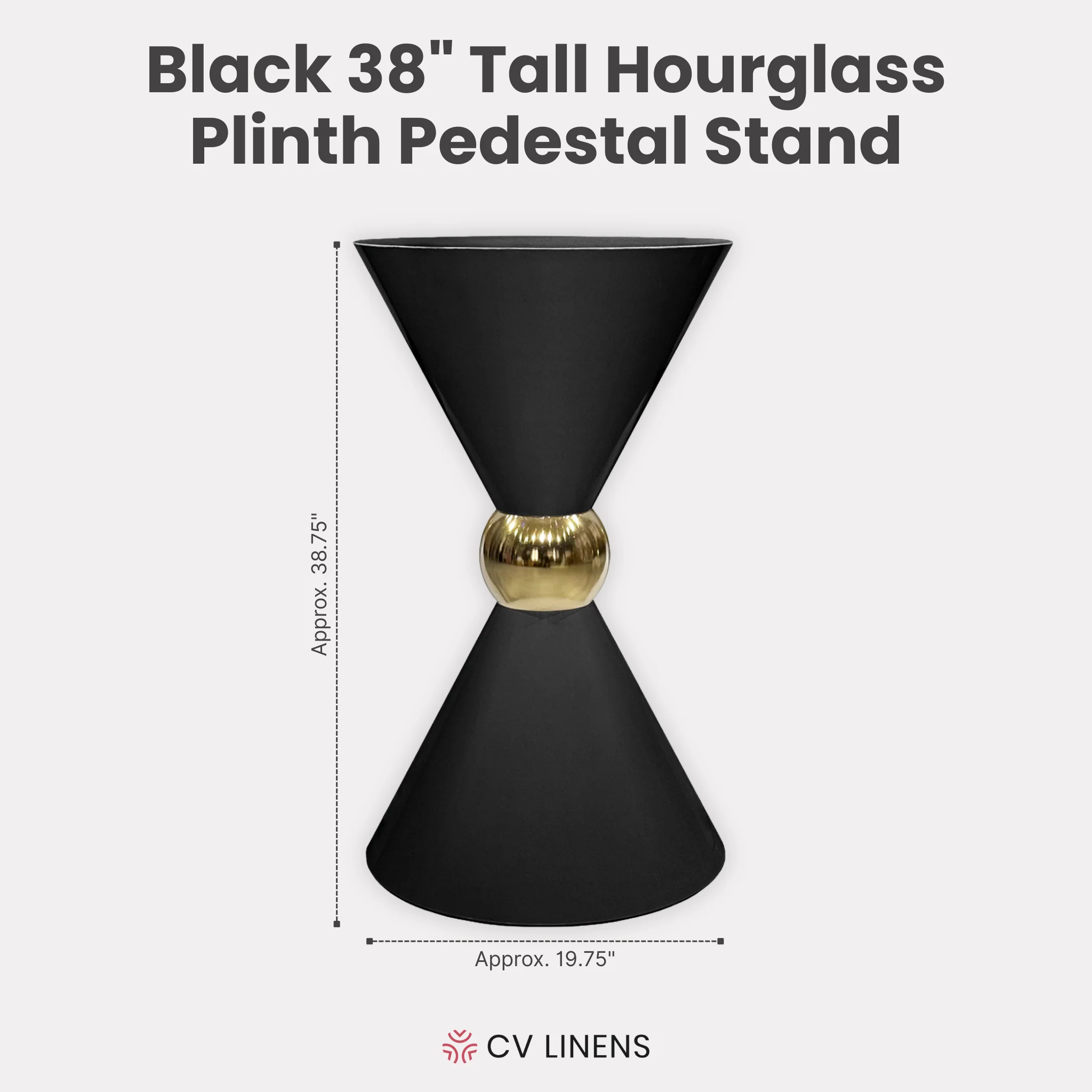 38" Tall Hourglass Plinth Pedestal Stand - Black - Image 3