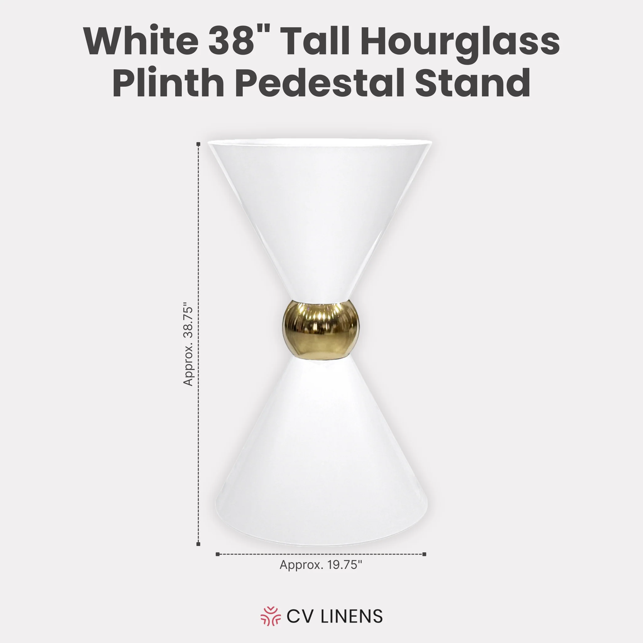 38" Tall Hourglass Plinth Pedestal Stand - White - Image 2