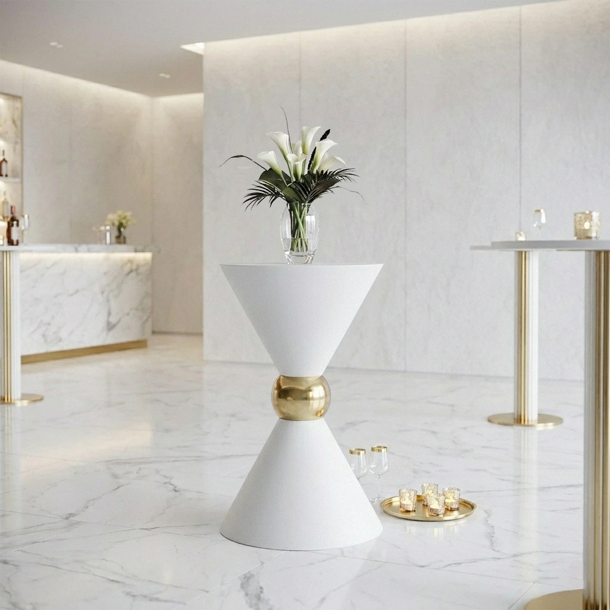38" Tall Hourglass Plinth Pedestal Stand - White - Image 7