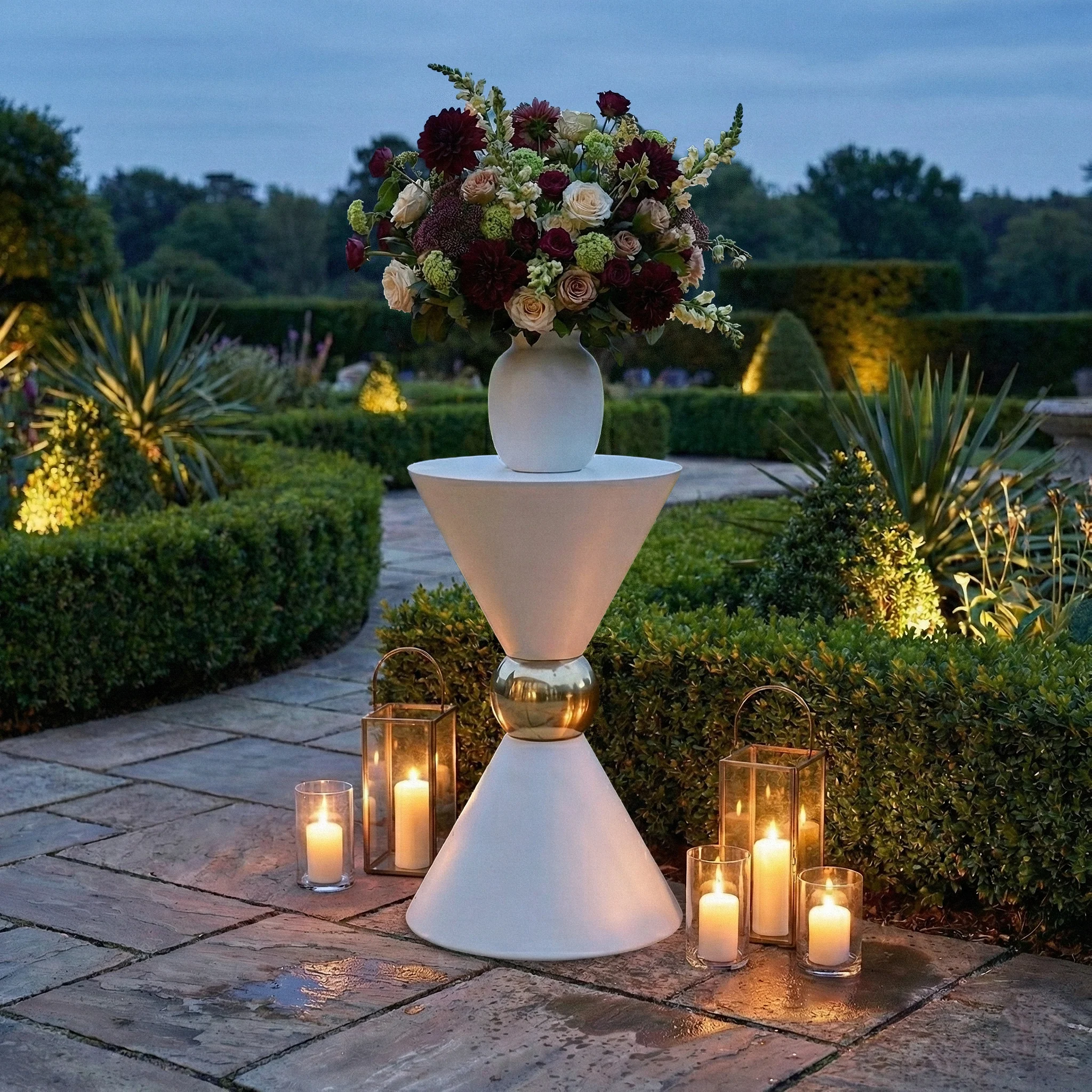 38" Tall Hourglass Plinth Pedestal Stand - White - Image 9