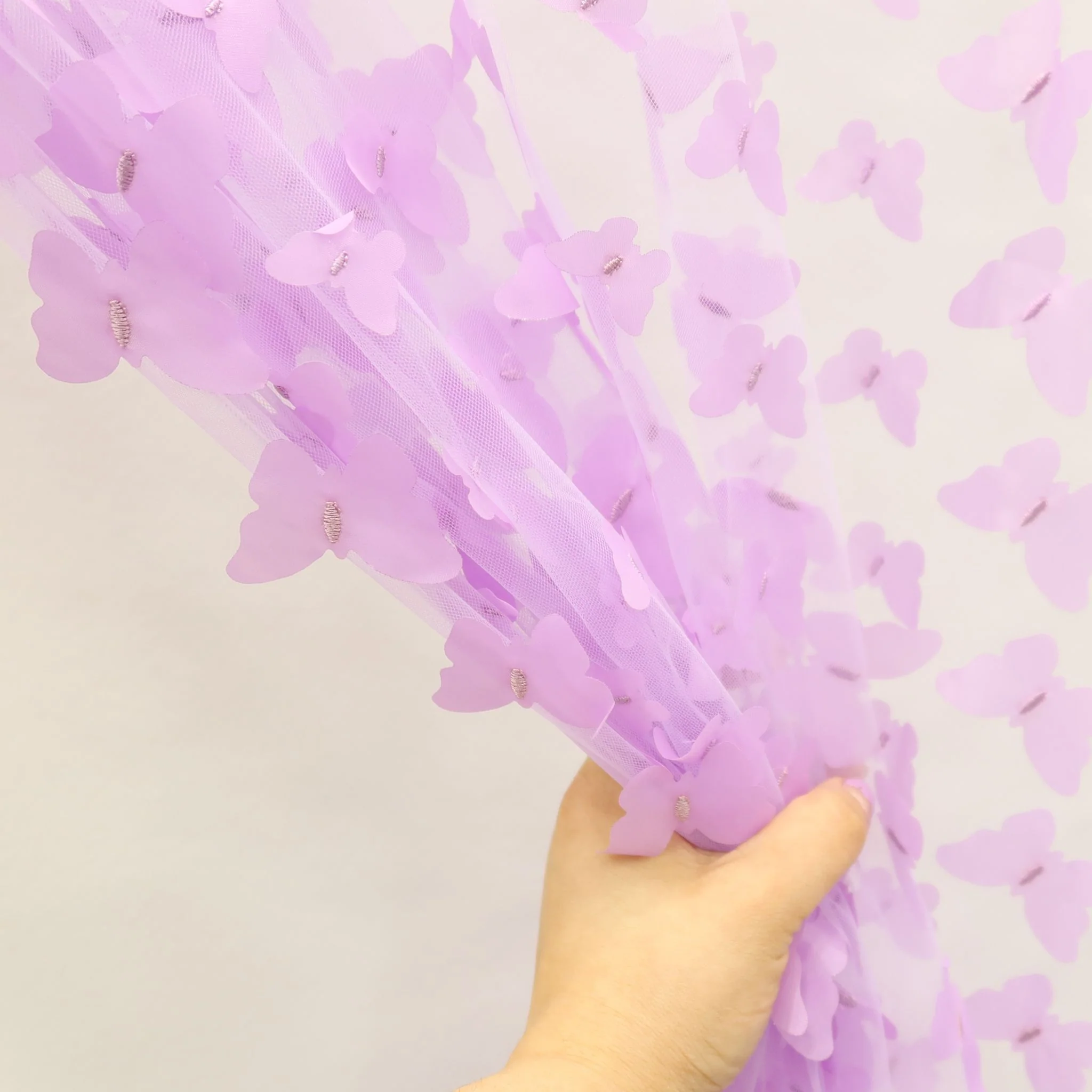 3D Butterfly Sheer 10ft H x 50" W Drape/Backdrop panel - Lavender - Image 4