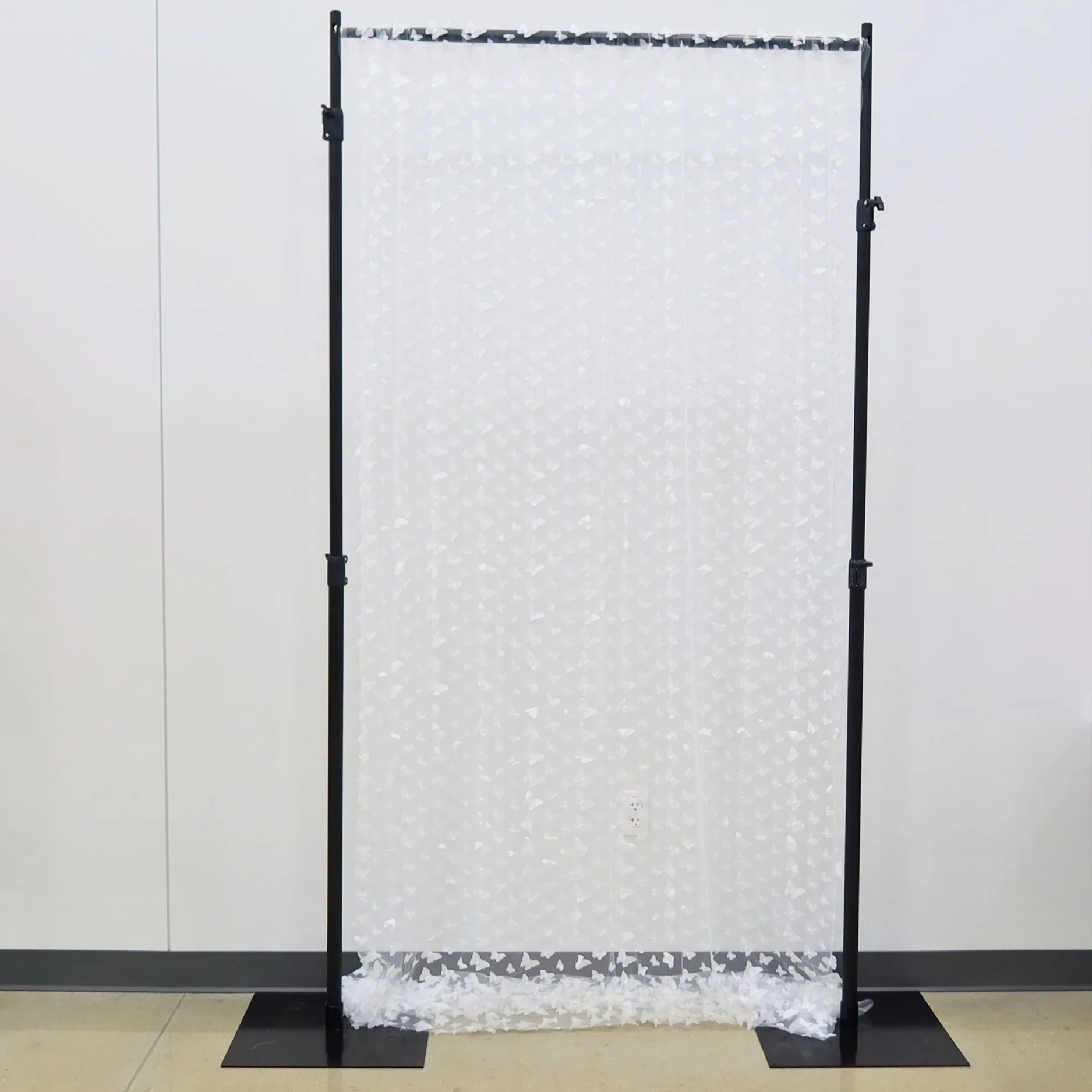 3D Butterfly Sheer 10ft H x 50" W Drape/Backdrop panel - White - Image 2