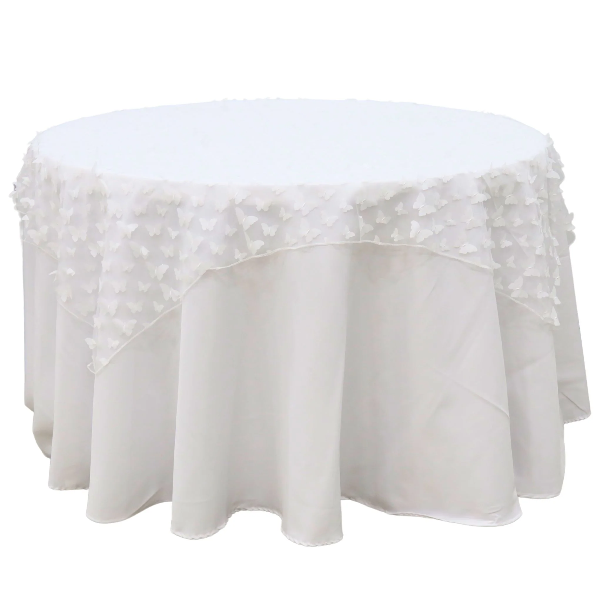 3D Butterfly Sheer Table Overlay Topper 50"x50" Square - White