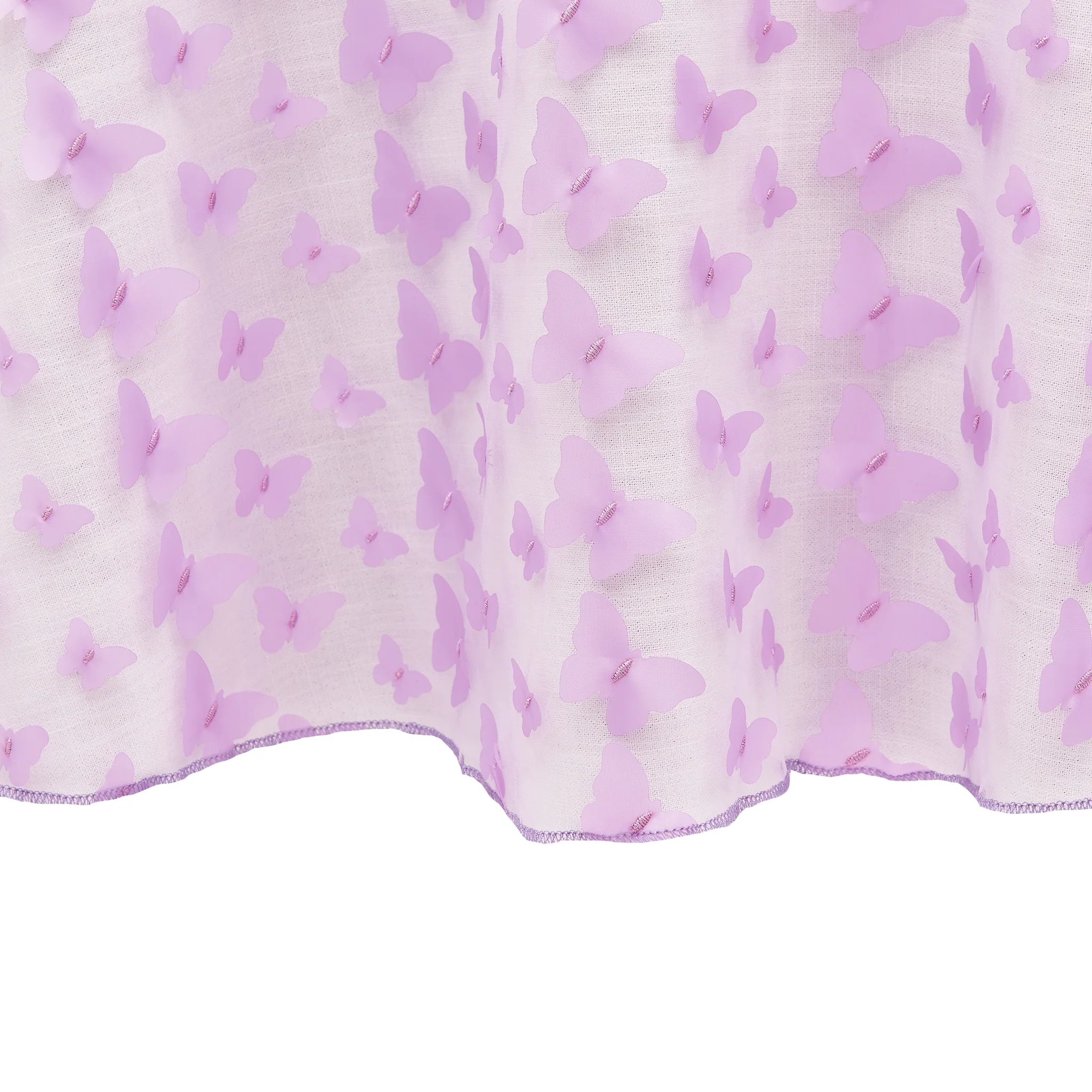 3D Butterfly Sheer Tablecloth  120" Round - Lavender - Image 3