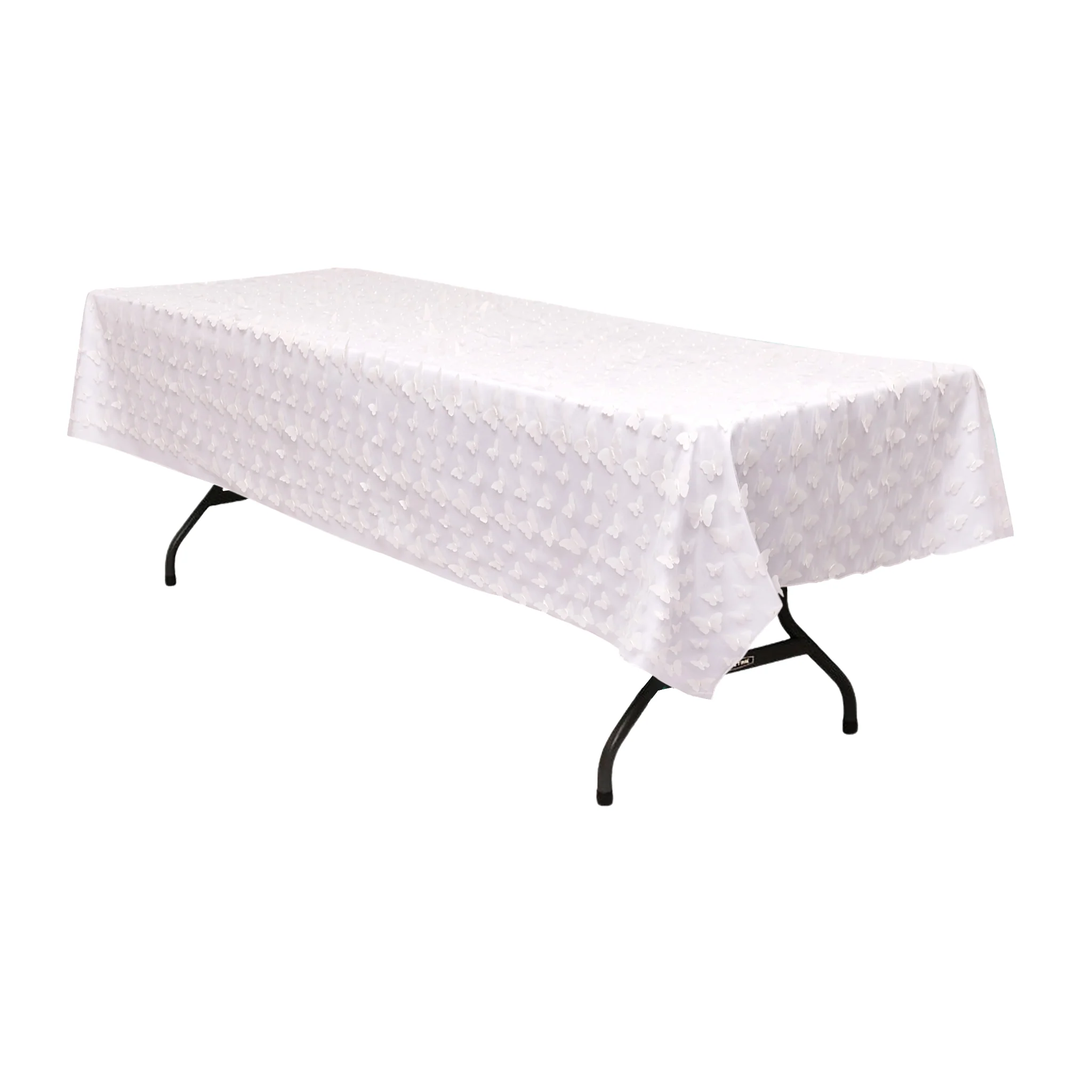 3D Butterfly Sheer Tablecloth 50"x102" Rectangular - White