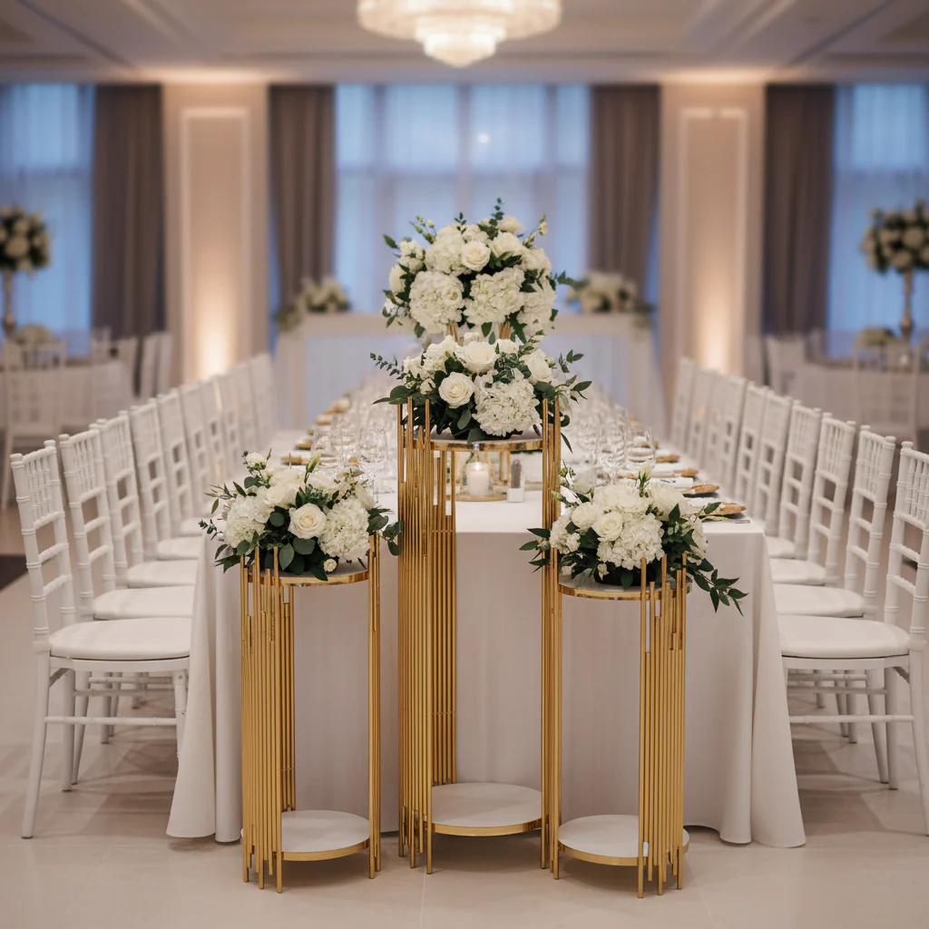 3 pcs of Gold Plinths Round Display Stand - Image 3