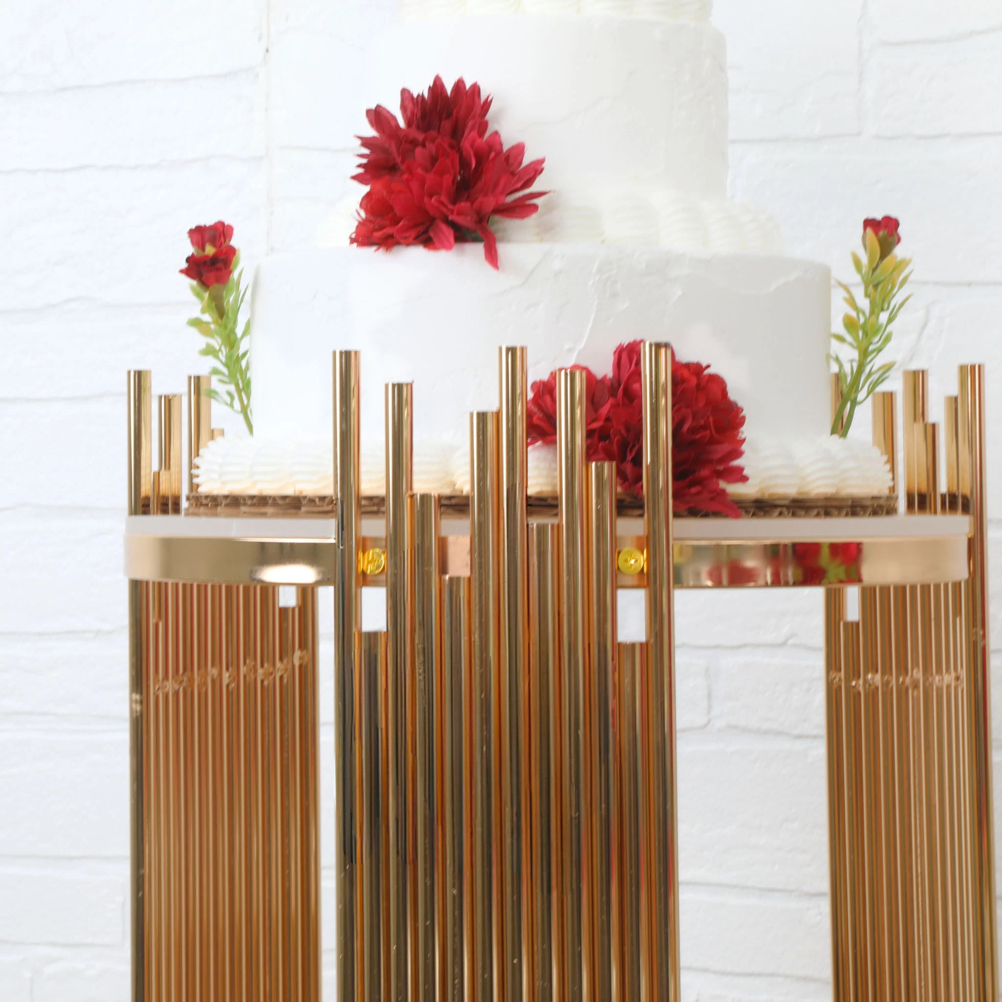 3 pcs of Gold Plinths Round Display Stand - Image 5