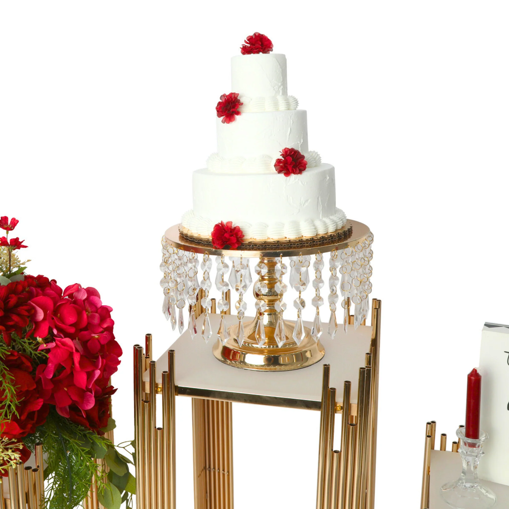 3 pcs of Gold Plinths Square Display Stand - Image 4